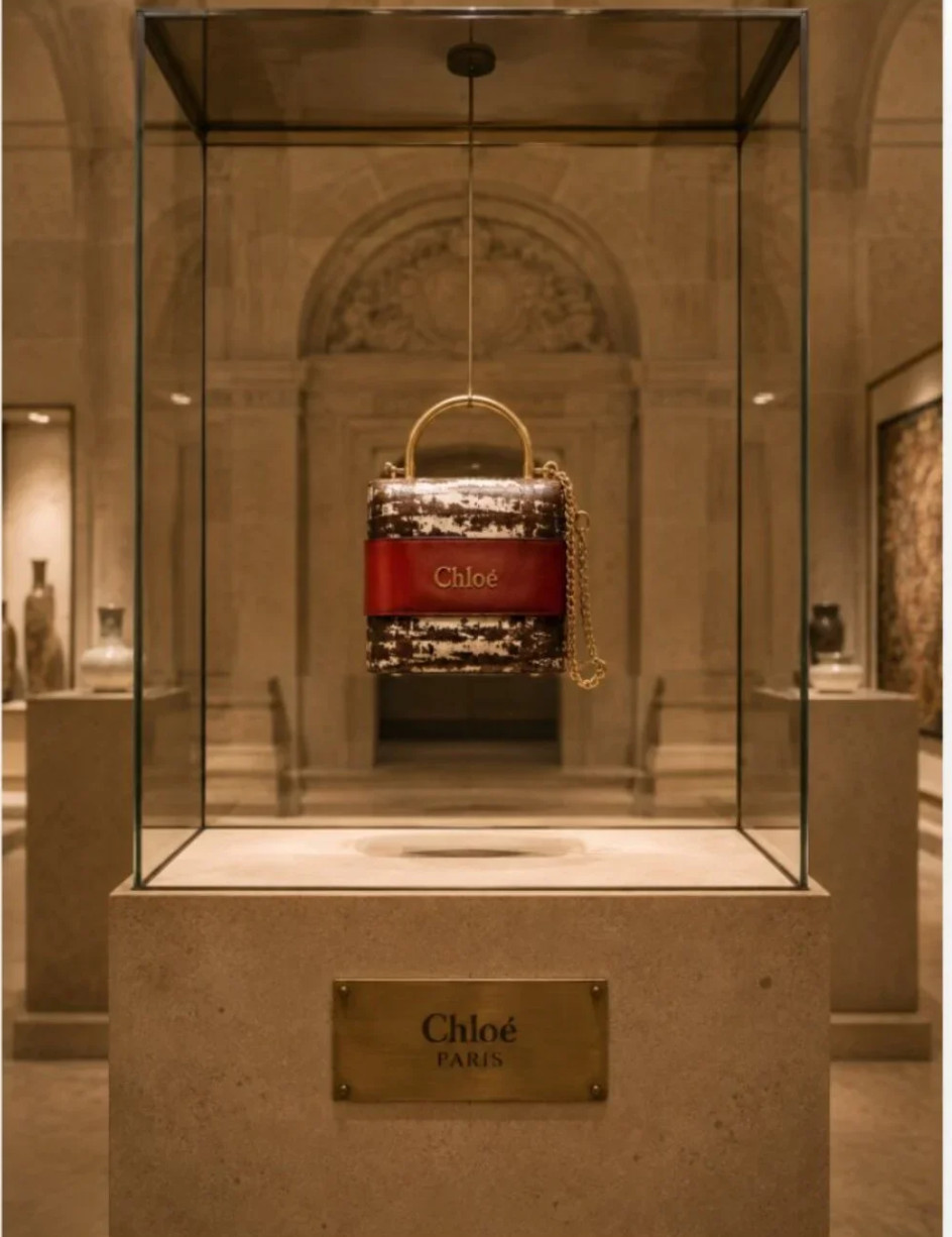 Chloé Aby Lock Small Bag Lizard-Embossed Sepia Brown 27S NWT New in Box