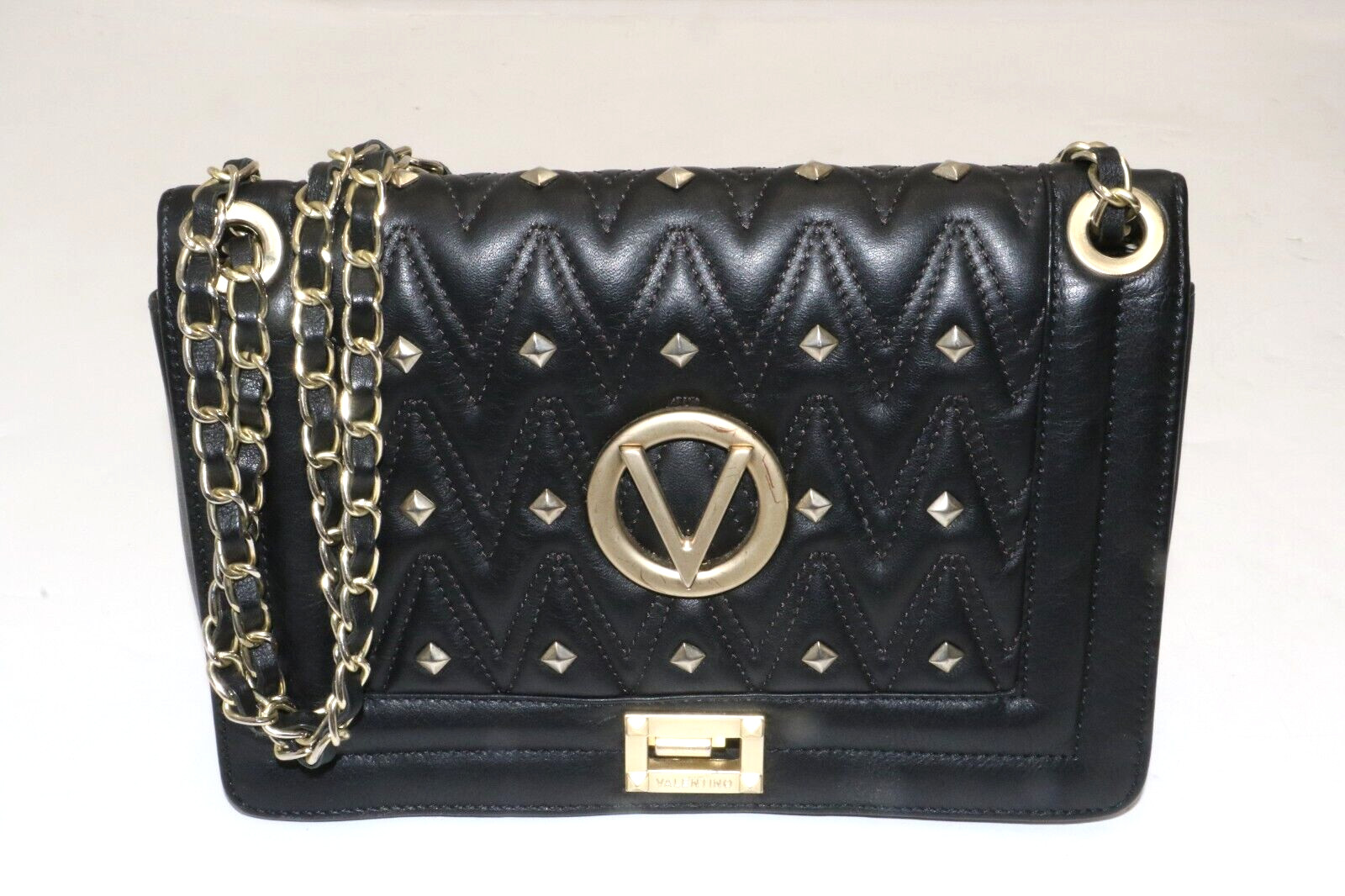 Valentino By Mario Valentino Alice Diamond Flap Shoulder Bag – Black/Gold