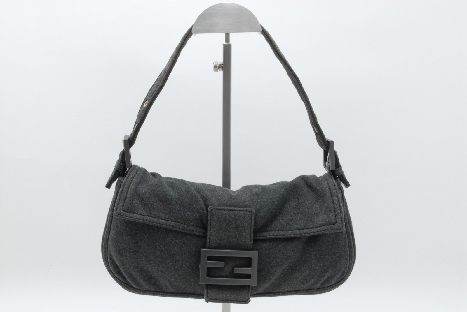FENDI Mamma Baguette Cotton Gray Shoulder bag
