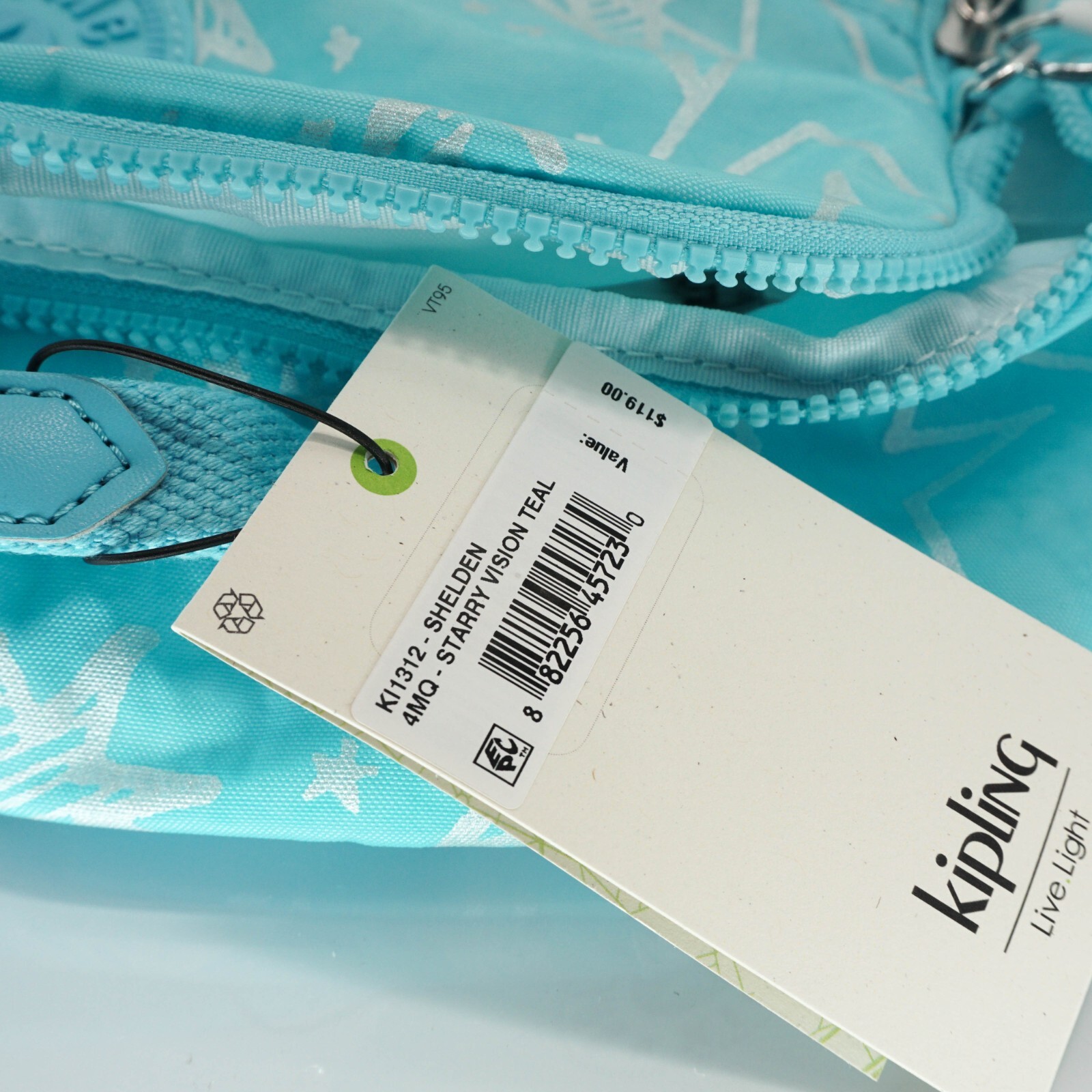 Kipling Shelden Backpack 15″ Laptop School KI1312 Polyamide Starry Vision Teal
