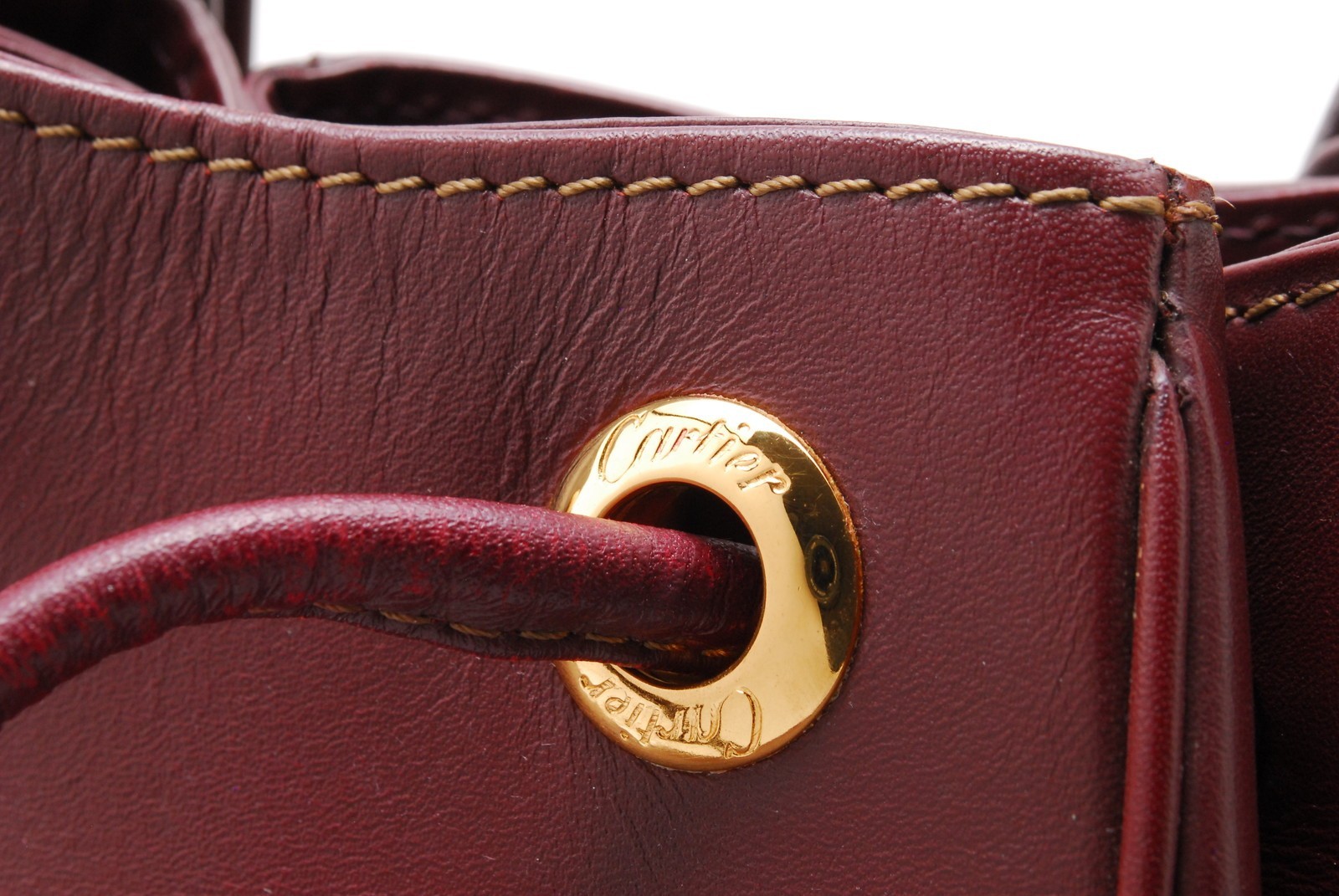 Cartier Must de Cartier Shoulder Bag Crossbody Leather Bordeaux Vintage #1119