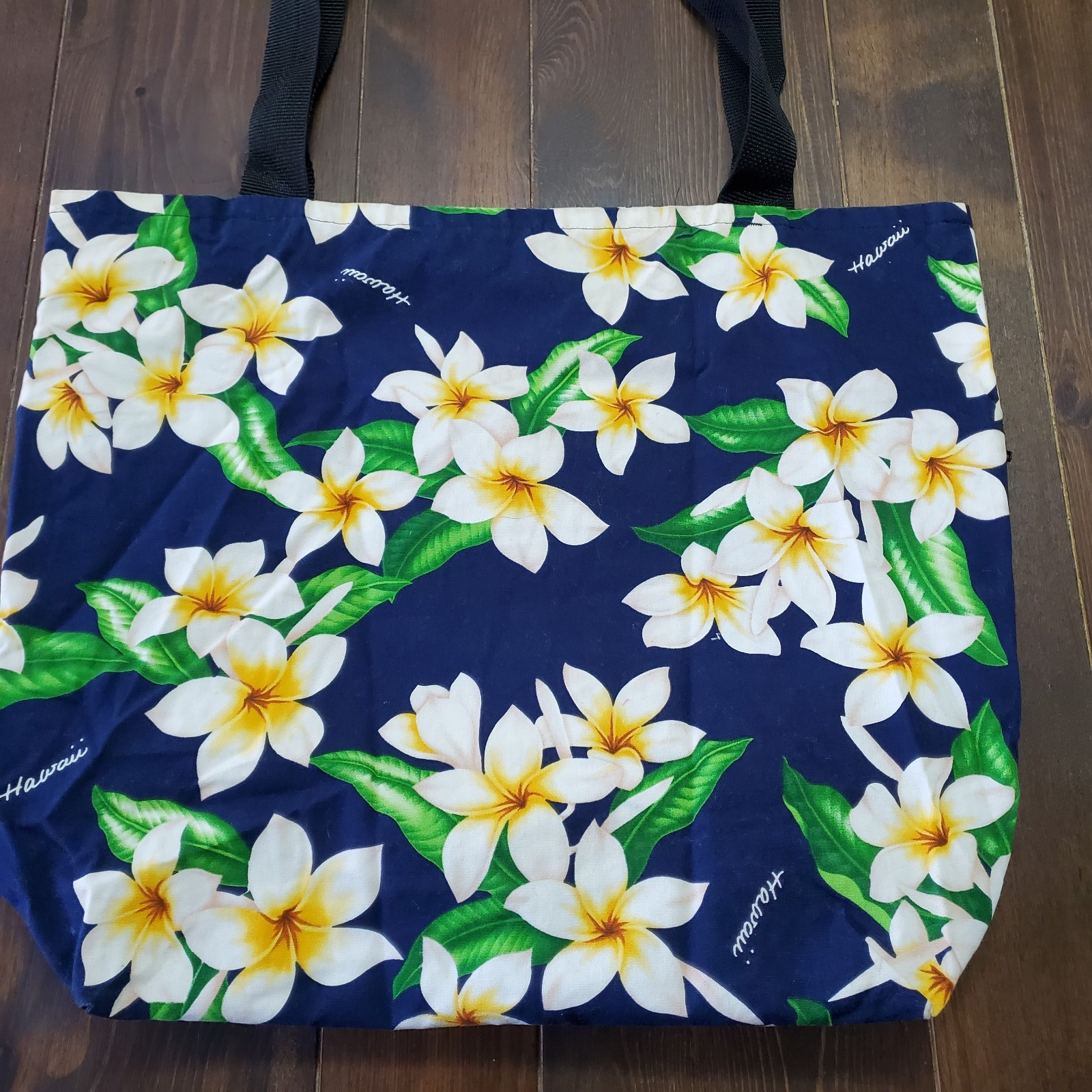 Local Design Hawaii Tote Bag Reversible Blue White Plumeria Purple Sea Turtles