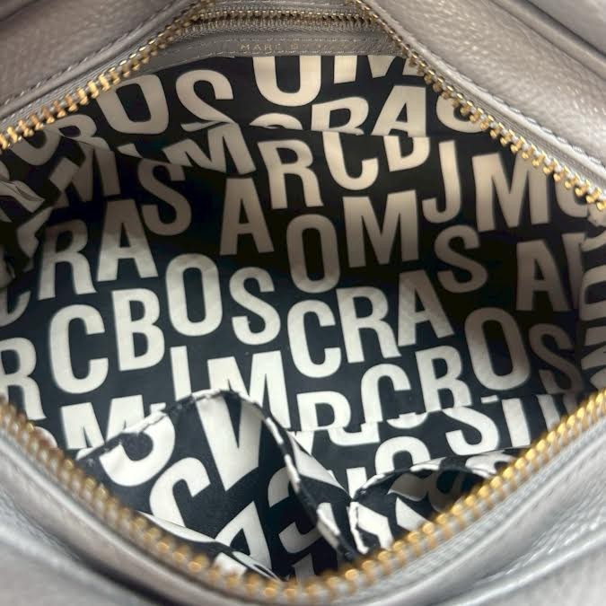 MARC BY MARC JACOBS Classic Q Mini Boston Gray Leather Gold Handbag 2Way Y2K