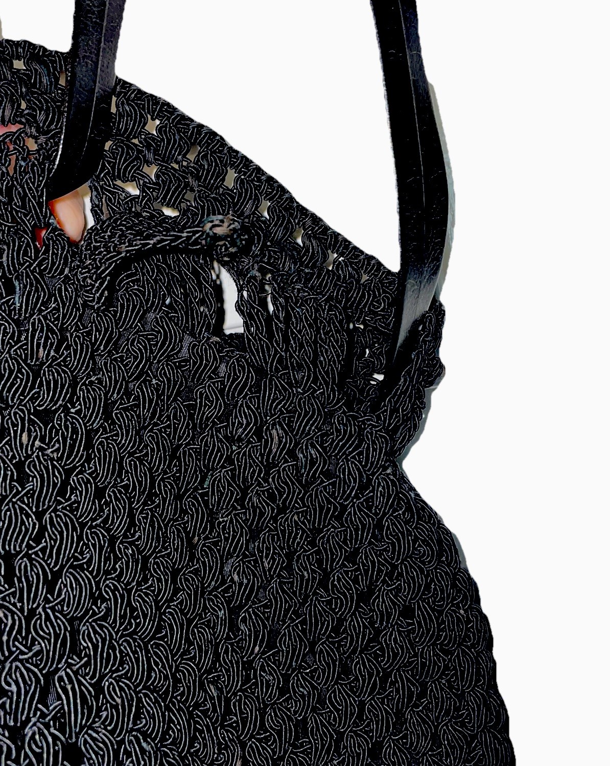 Vintage Crochet Handbag Black Shoulder Bag y2K