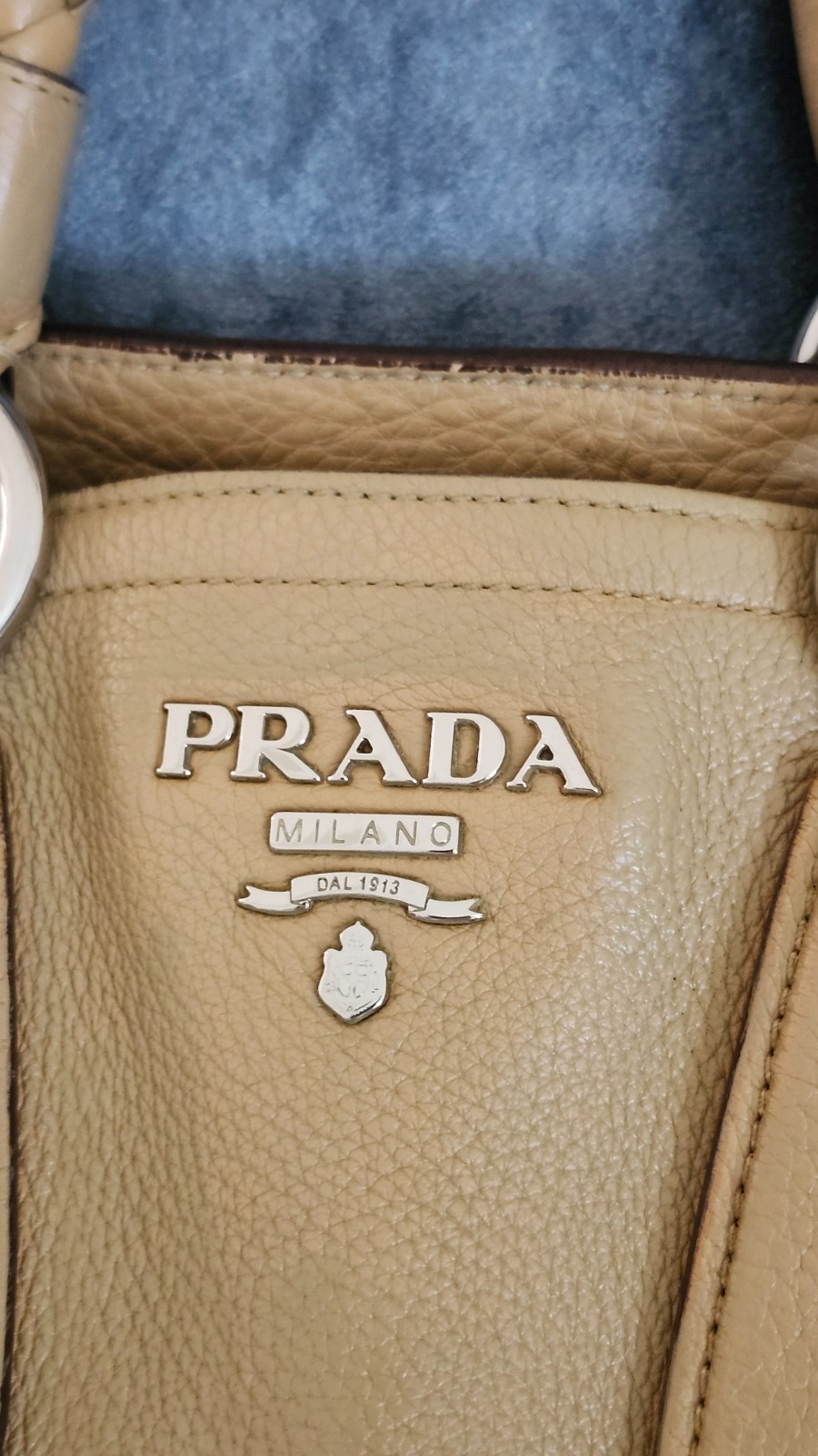 PRADA VITELLO DAINO LEATHER TOTE BAG, AUTHENTIC, LARGE, EXCELLENT!!