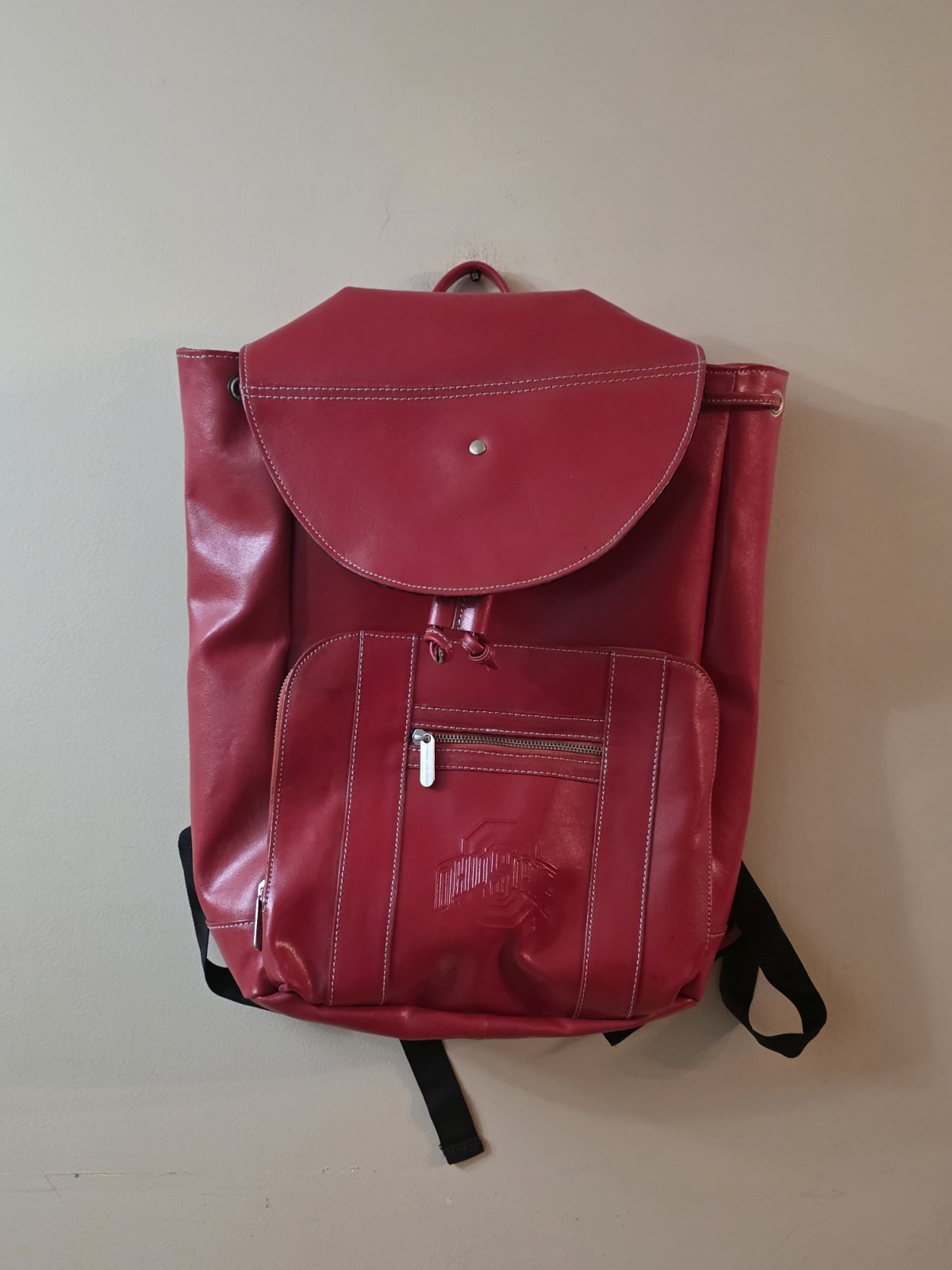 Ohio State Buckeyes Red Leather Backpack Rucksack 18 Inch Lined Sports Bag
