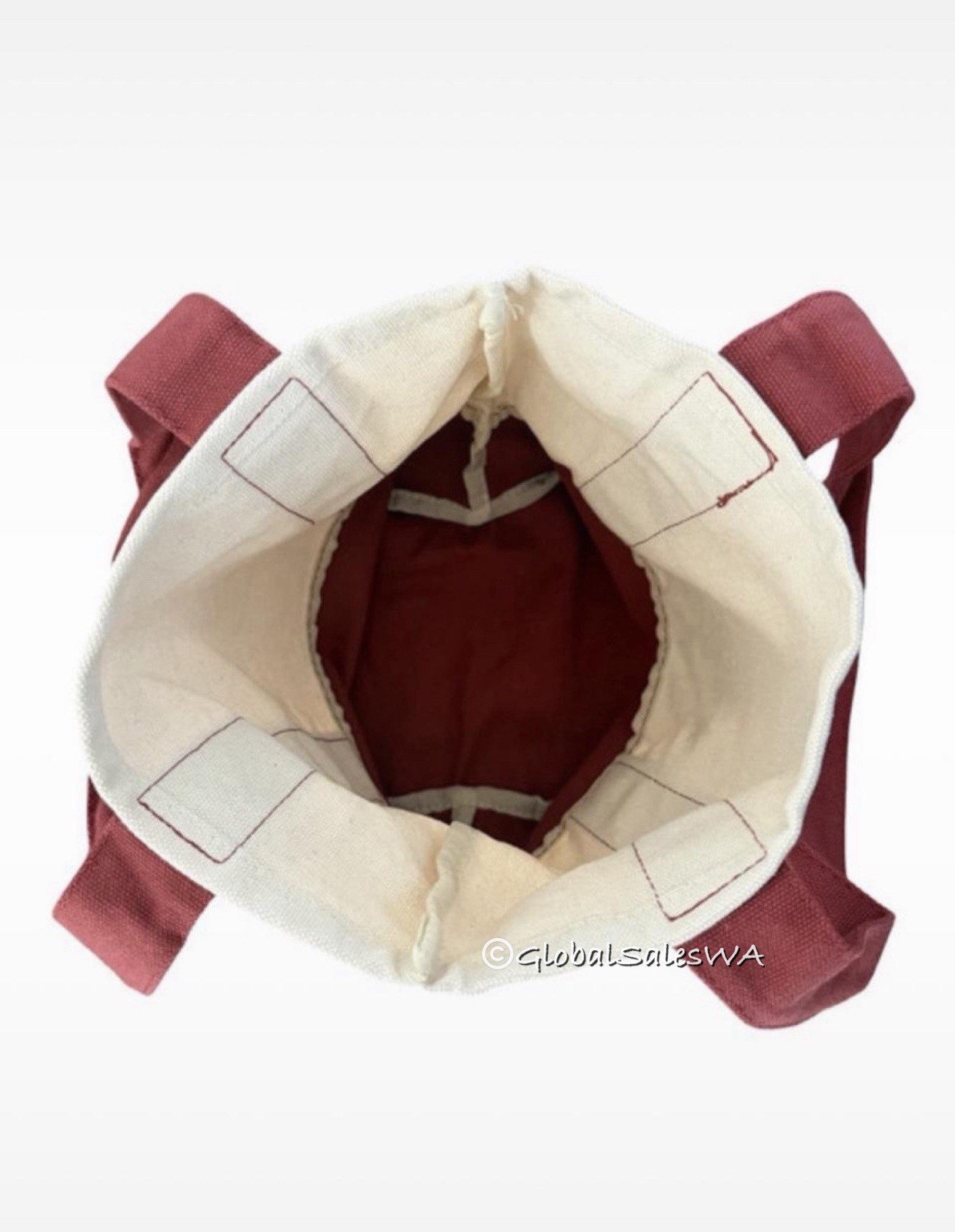 The Beauty Of Macy’s Mini Canvas Tote Travel Shopper Bag in White with Red Trim