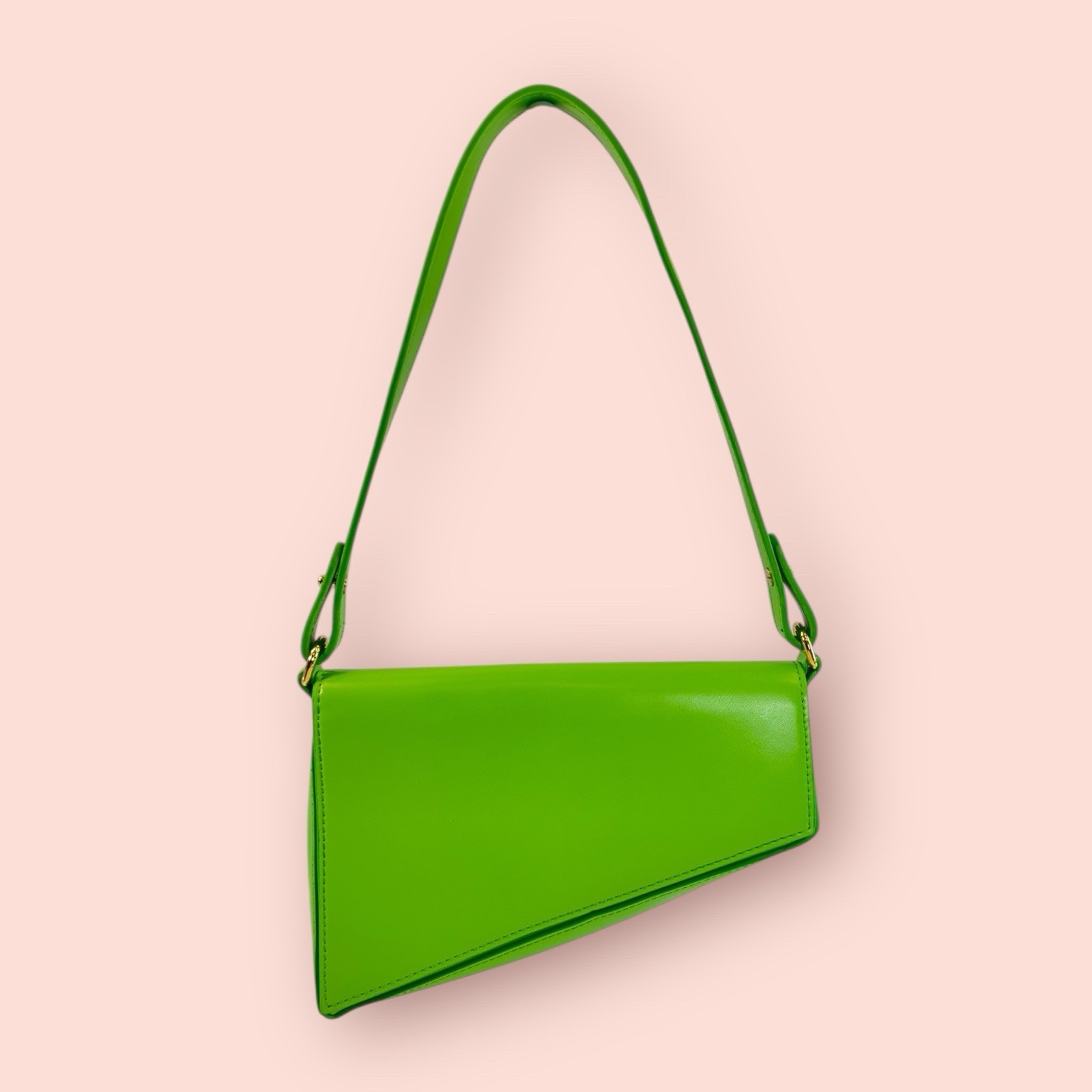 AUPEN Purpose Luxury Designer Small Asymmetrical Shoulder Bag Green