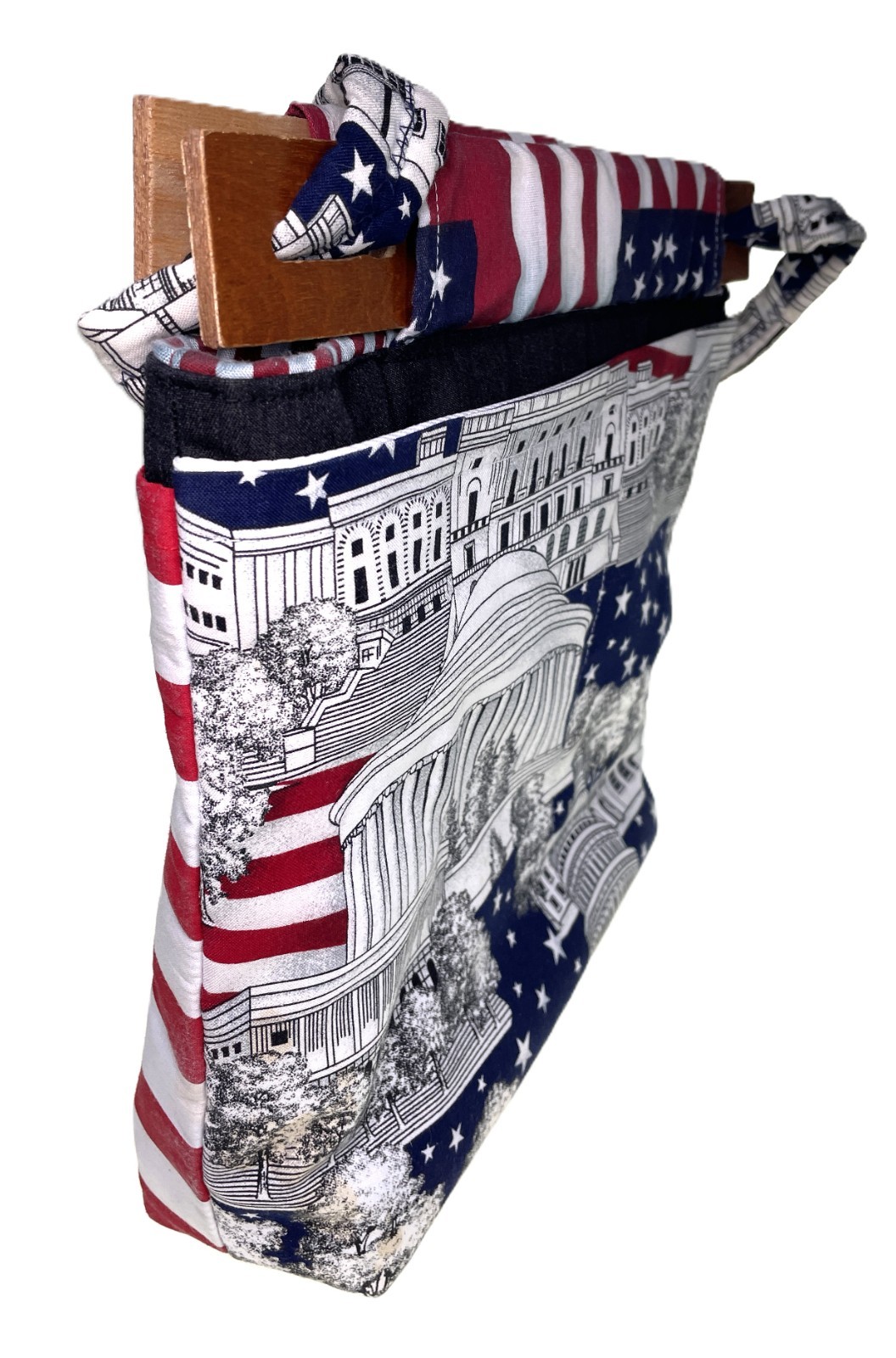 Handmade Purse Patriotic Stars Stripes Flag Capitol Cotton Fabric Shoulder Bag
