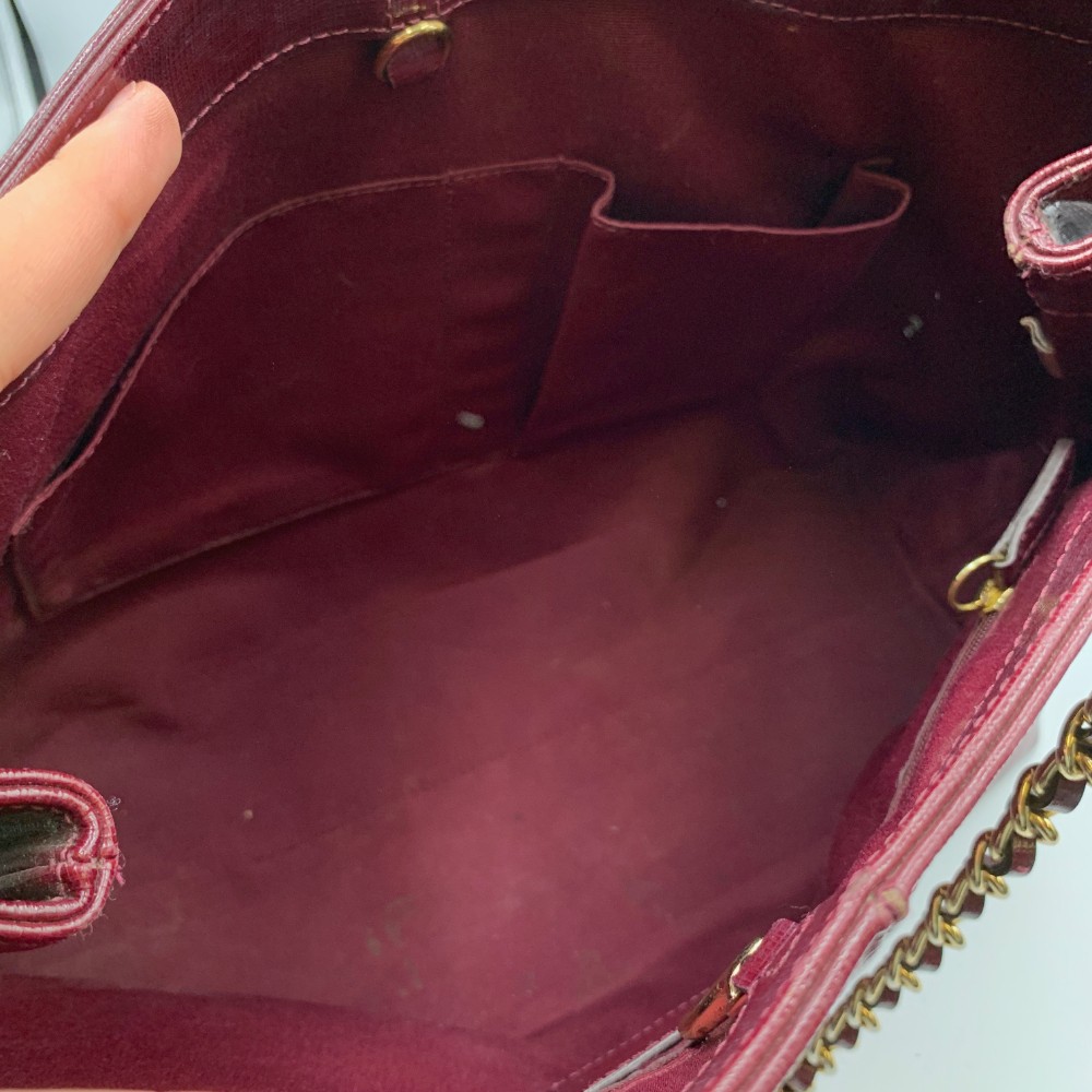 Coach Peyton Women’s Handbag Oxblood Patent Leather Inner Pockets Chain Tote Bag