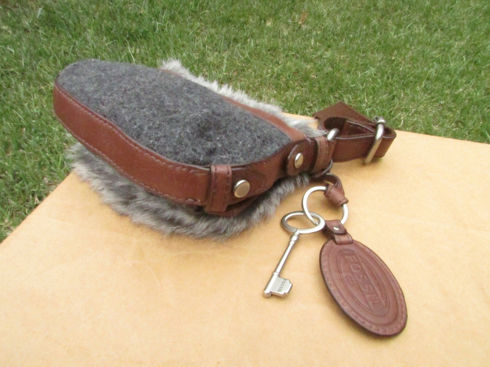 Fossil Maddox Faux Fur & Leather Trim Flap Small Crossbody Bag Shoulder Purse
