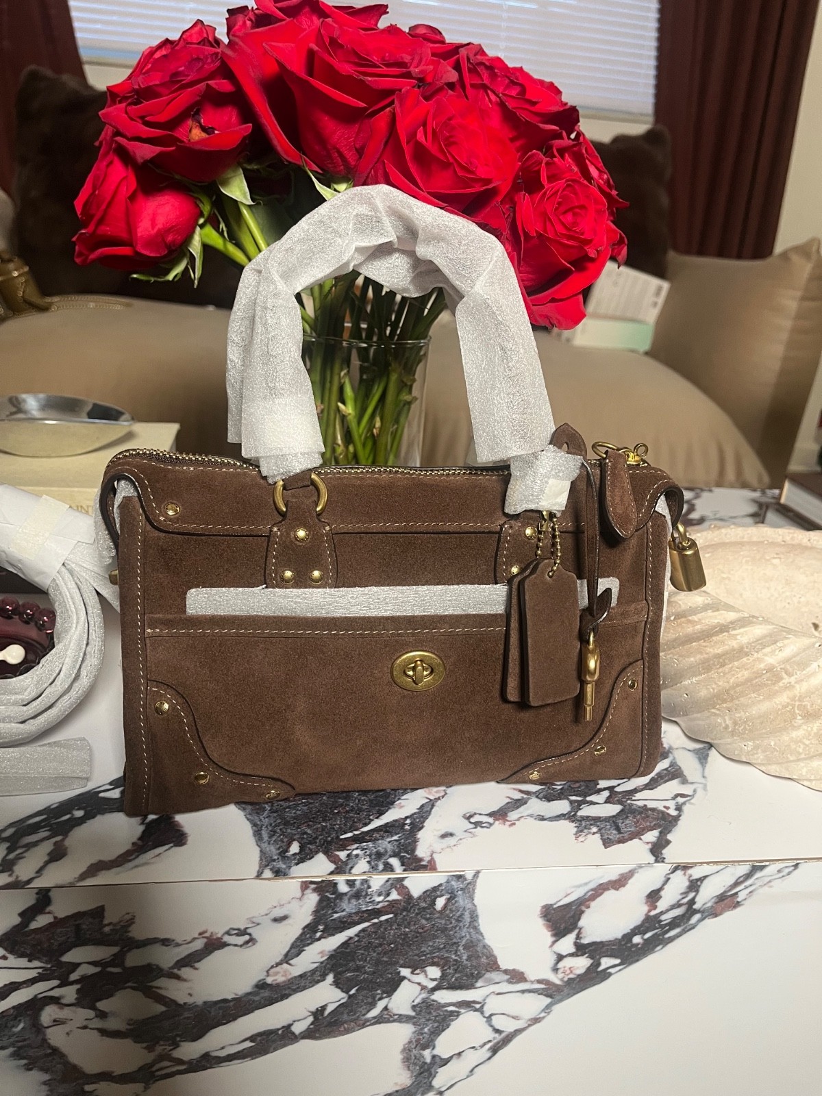 coach brown suede ryder 24