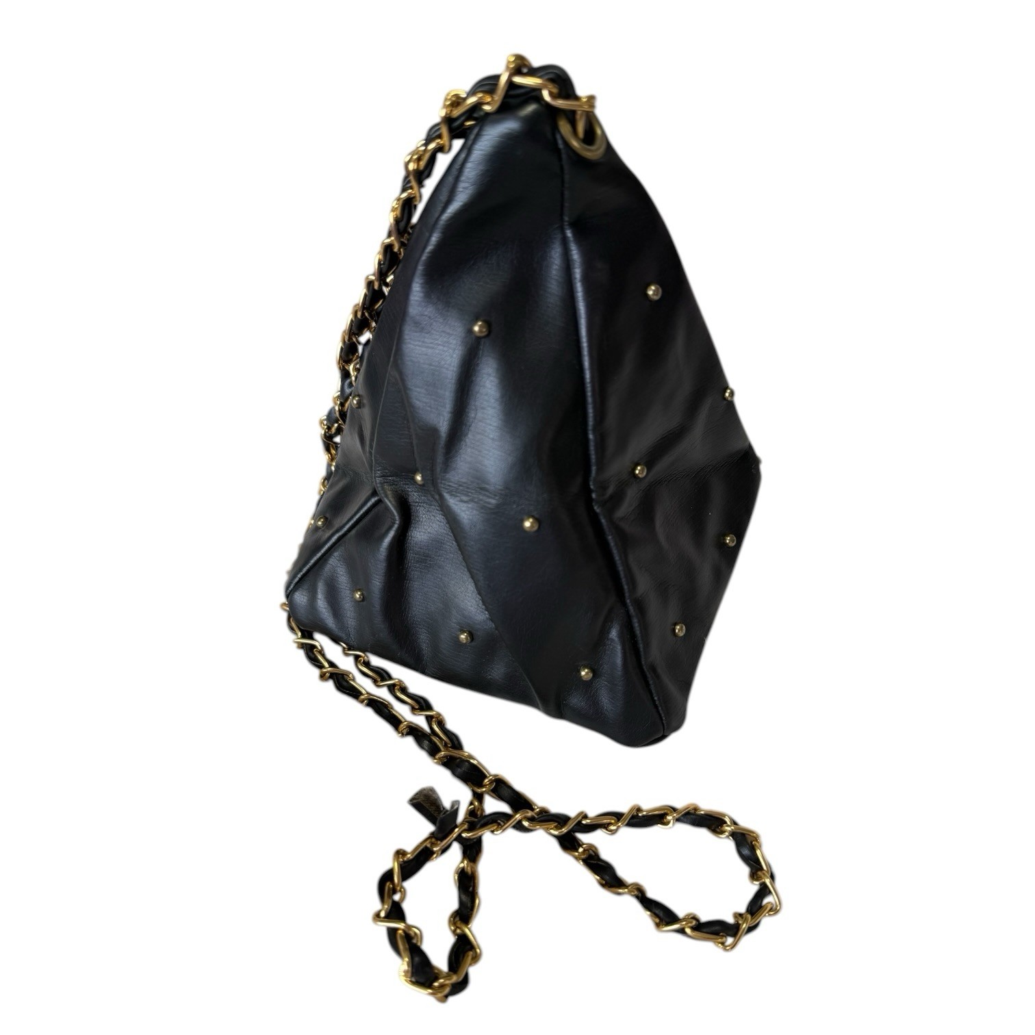 Vintage Goth Pleather Studded Trianglular Wrapped Chain Crossbody Purse Bag Rare