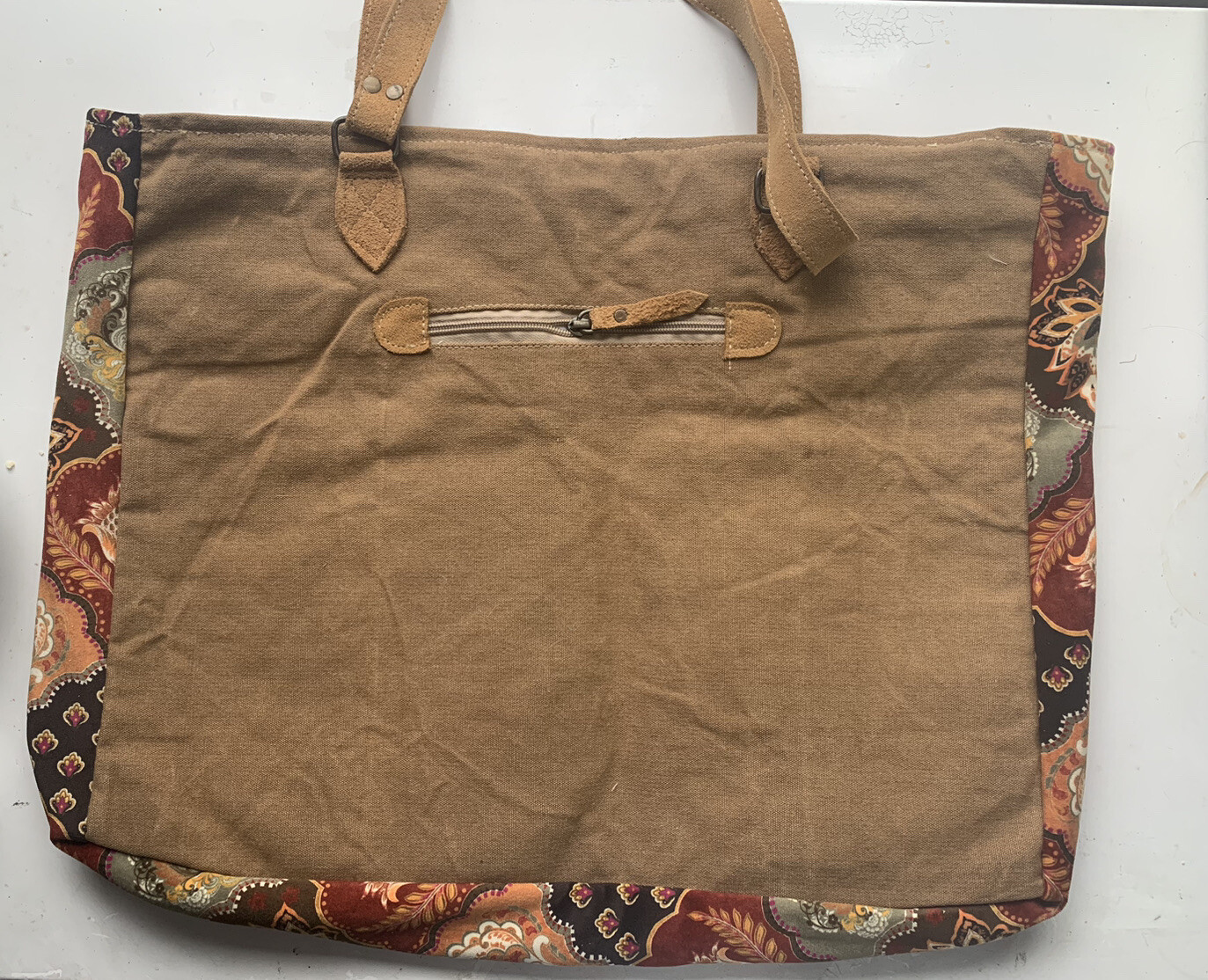 Hopofly Yivo Messenger Bag Upcycled Canvas Rug Leather Handbag NWT Free Shipping