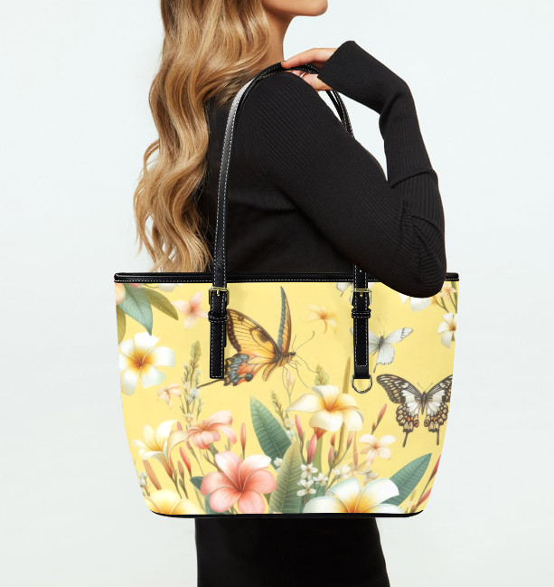 Custom Tote Hand Shoulder Bag 12 X 15 Spring Yellow Mixed Flowers Floral NEW