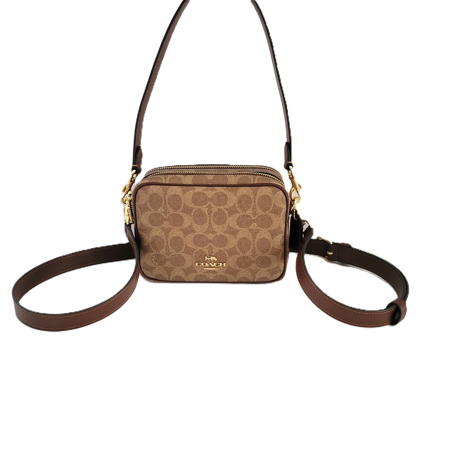 Coach CEK69 Mini Carey Signature PVC Crossbody Bag Handbag Tan Brown