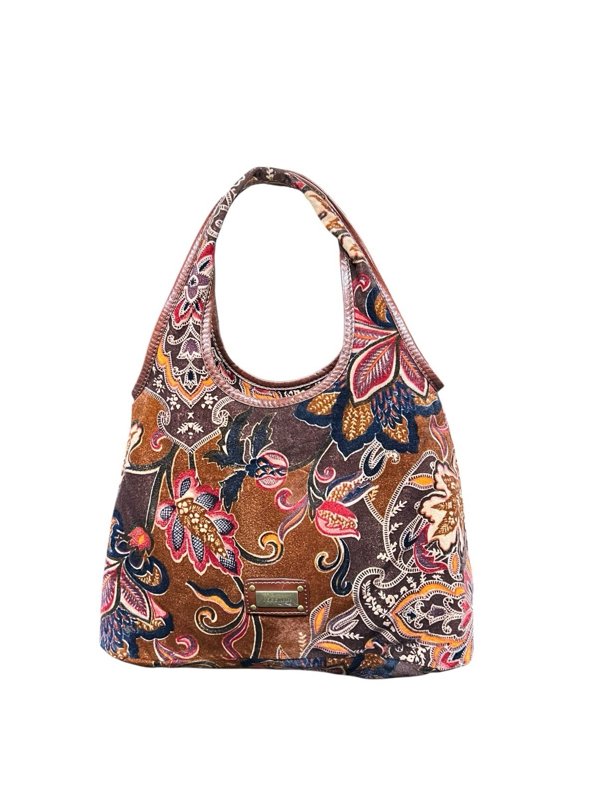 Vintage y2k Coccinelle Velvet Floral Jacobean Multicolor Womens Shoulder Bag