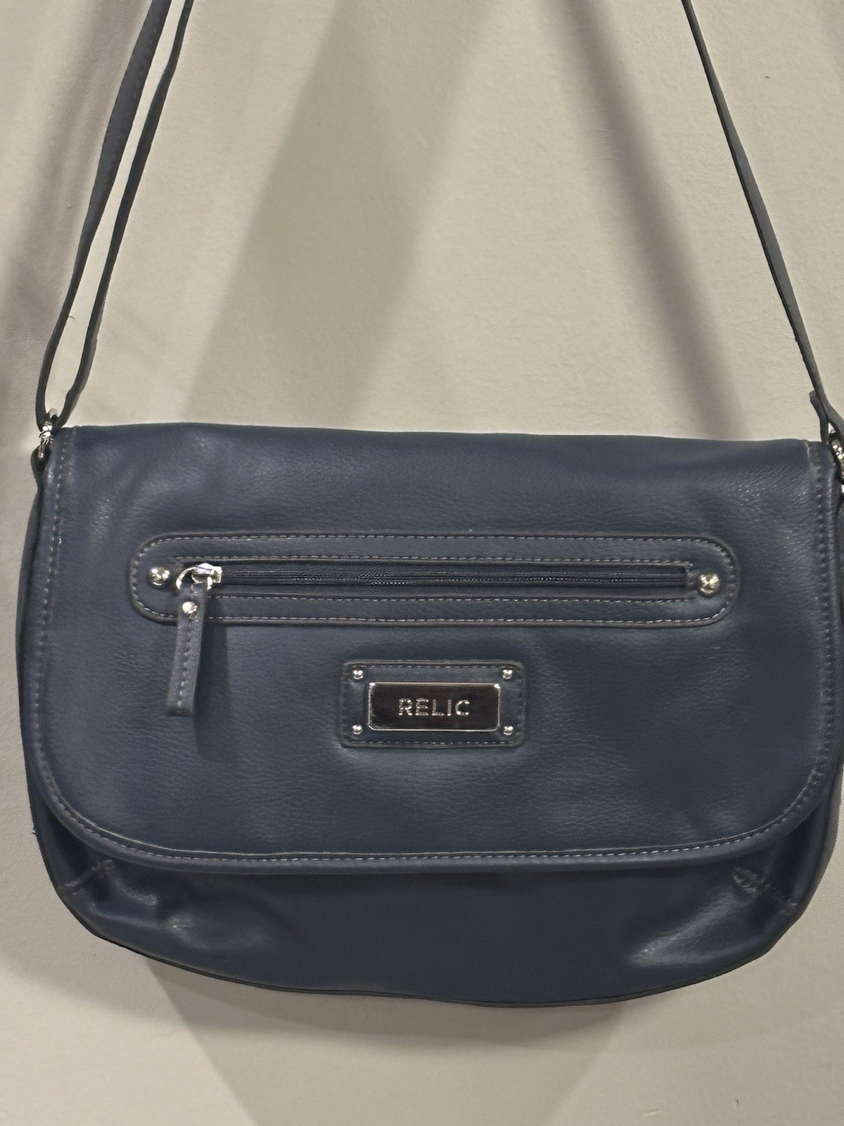 Relic Navy Blue Vegan Crossbody Shoulder Bag Flap Front Adjustable Strap