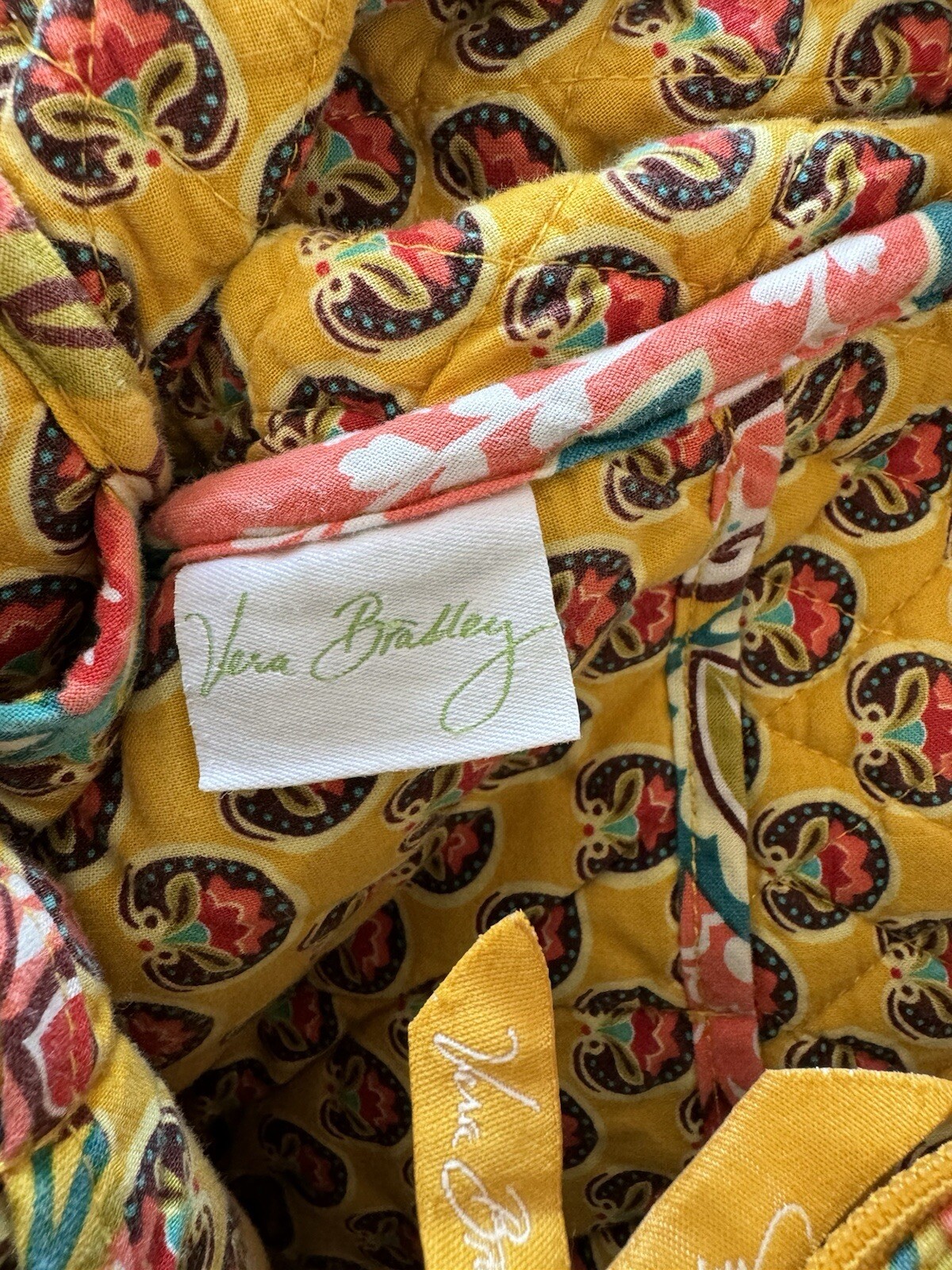 Vera Bradley Provencal Yellow Shoulder Bag- Inside And Outside Pockets READ