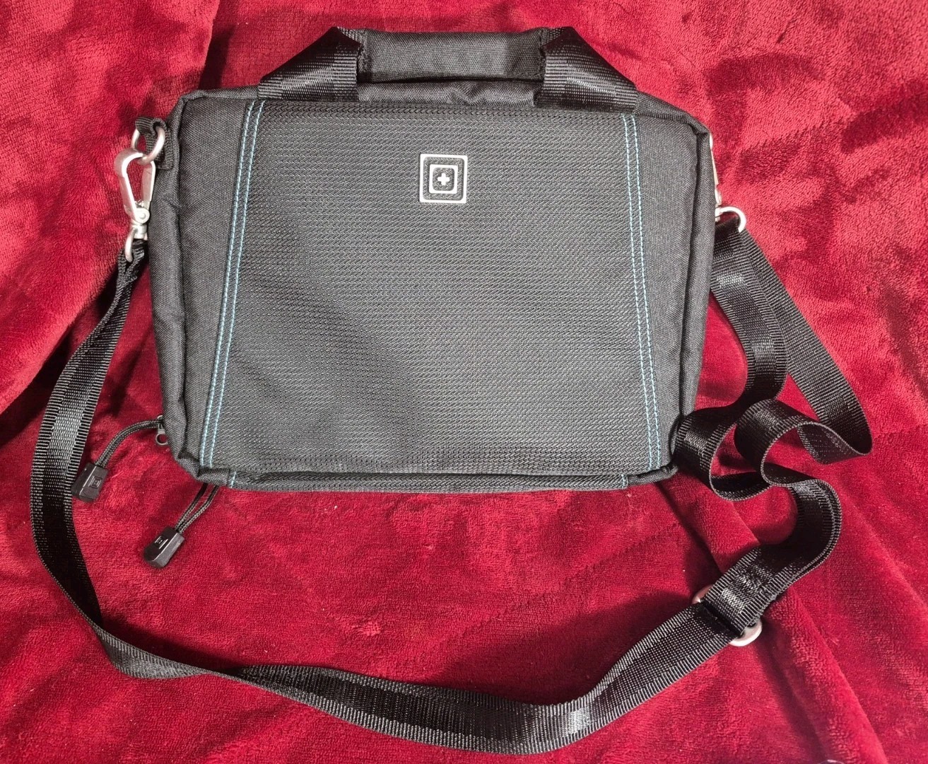 5.11 Crossbody Range Purse Black With Blue Trim 12″x9″