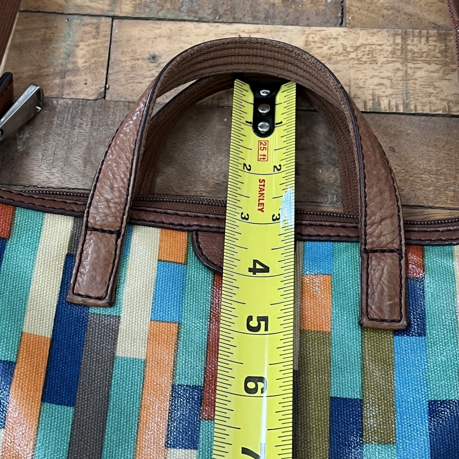Fossil Key-Per HandBag Crossbody 10.5 in Tall Multi-Colored Geometric Colorblock
