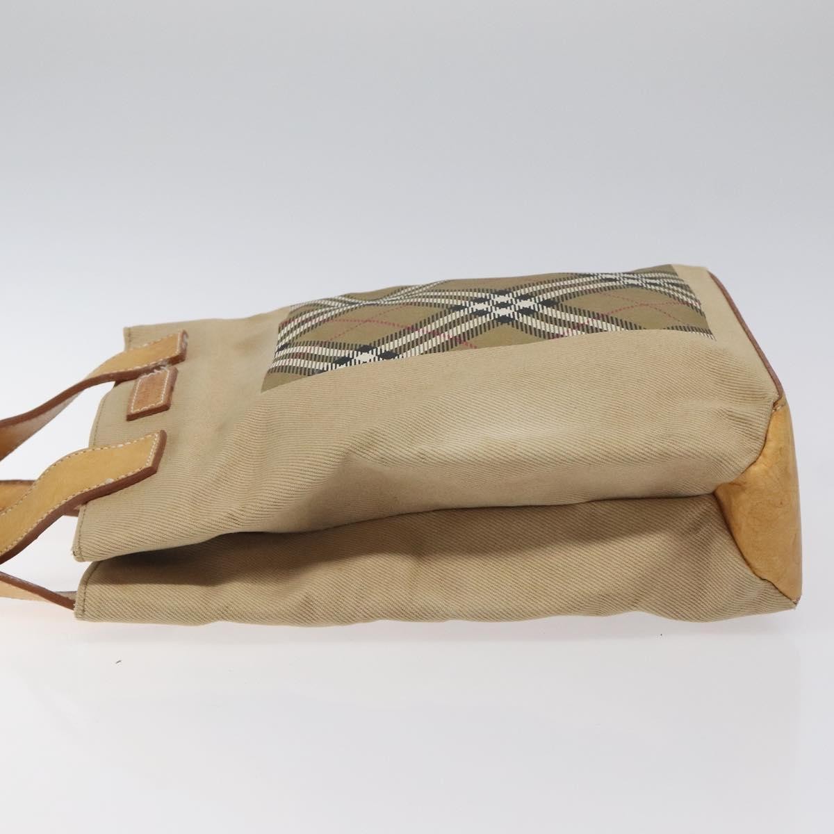Burberrys Nova Check Blue Label Hand Bag Canvas Brown Auth ti2966