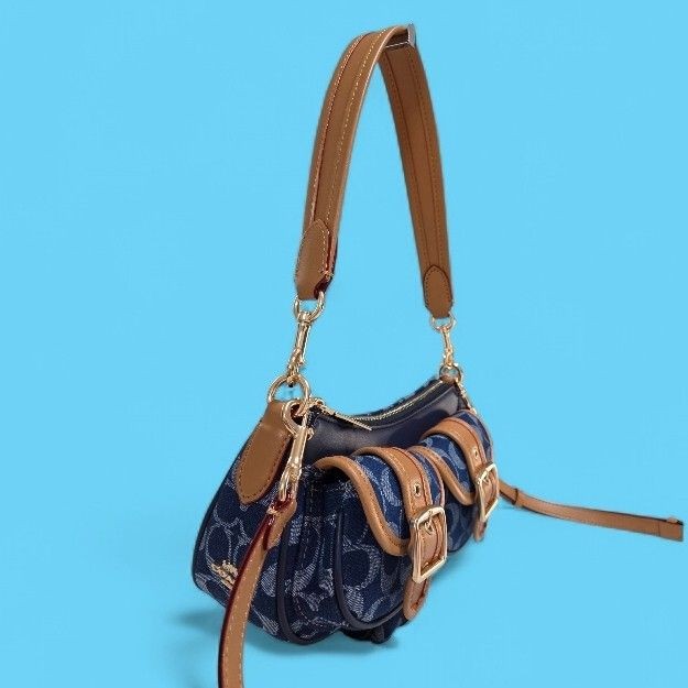 Coach Ashton Baguette Bag Signature Denim CY700