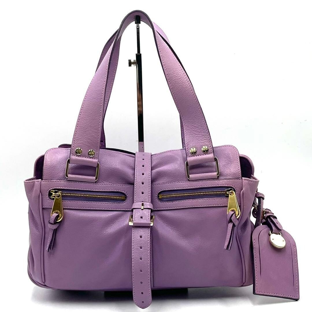 MULBERRY Handbag Mini Boston Bag Leather Purple Vintage From Japan