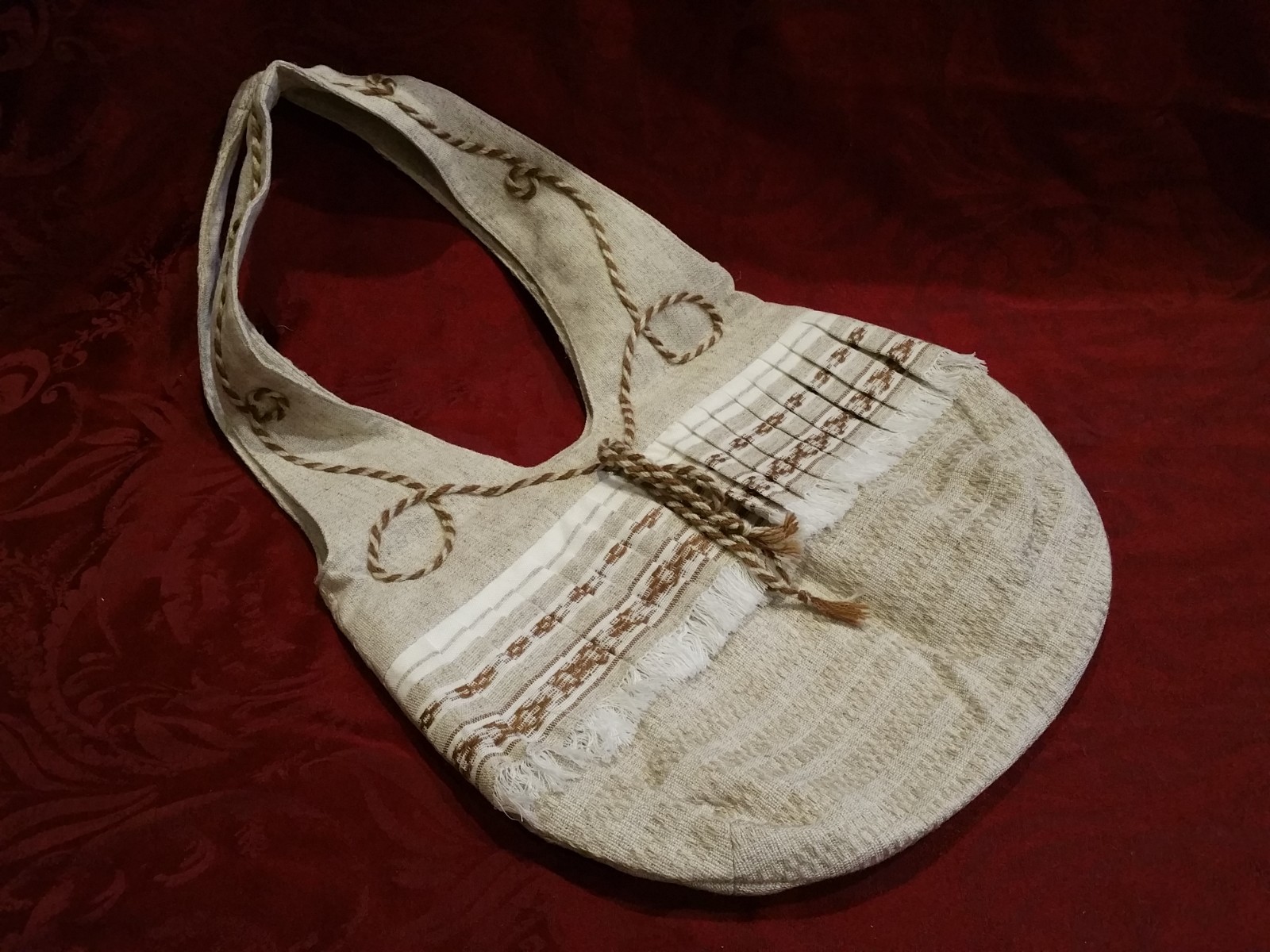 Linen (flax) handmade bag with zipper 30x38cm, made in Belarus