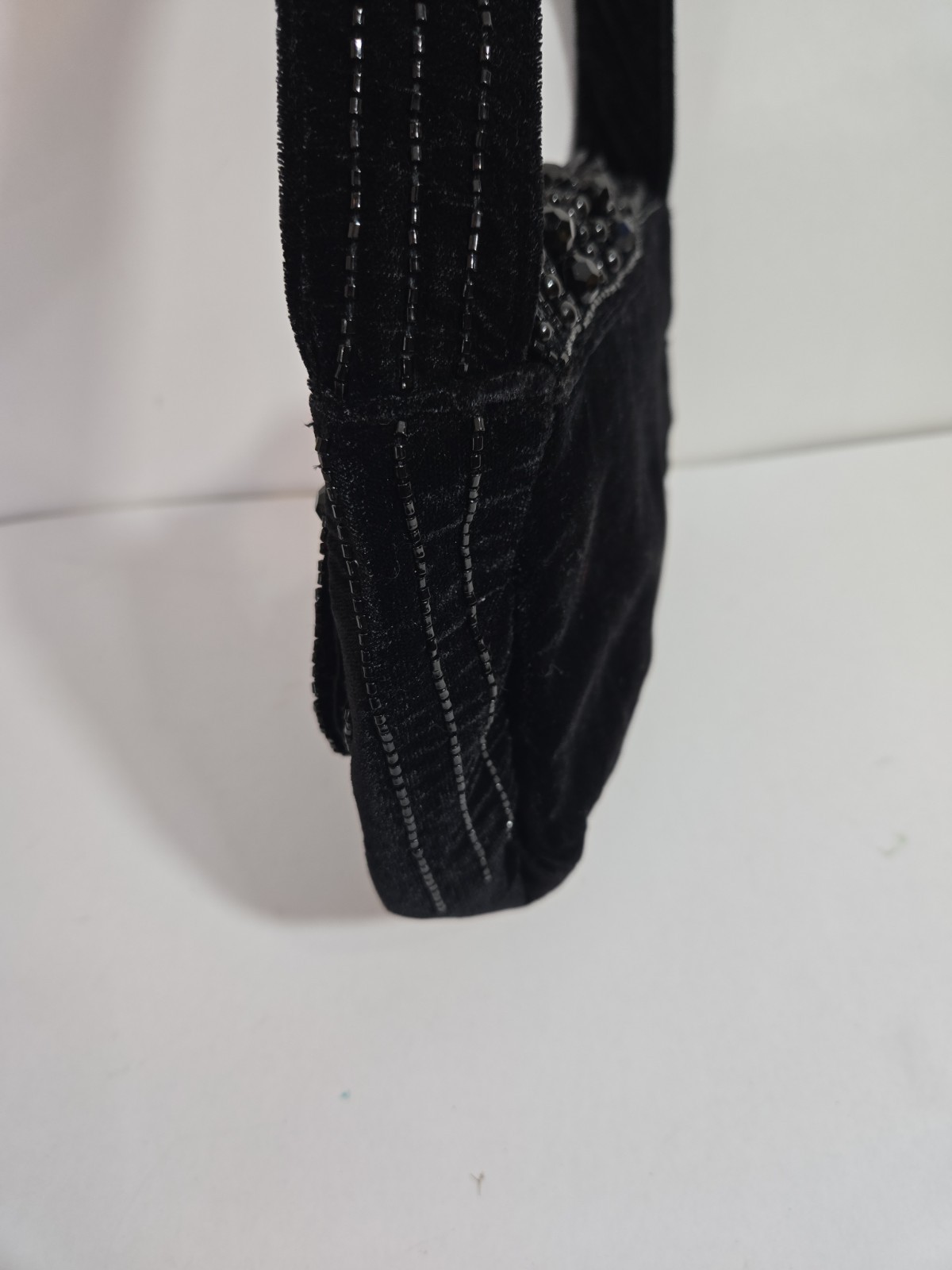 Target A New Day Velvet Beaded Handbag Purse Black Evening Bag 9″x6″x2.5″