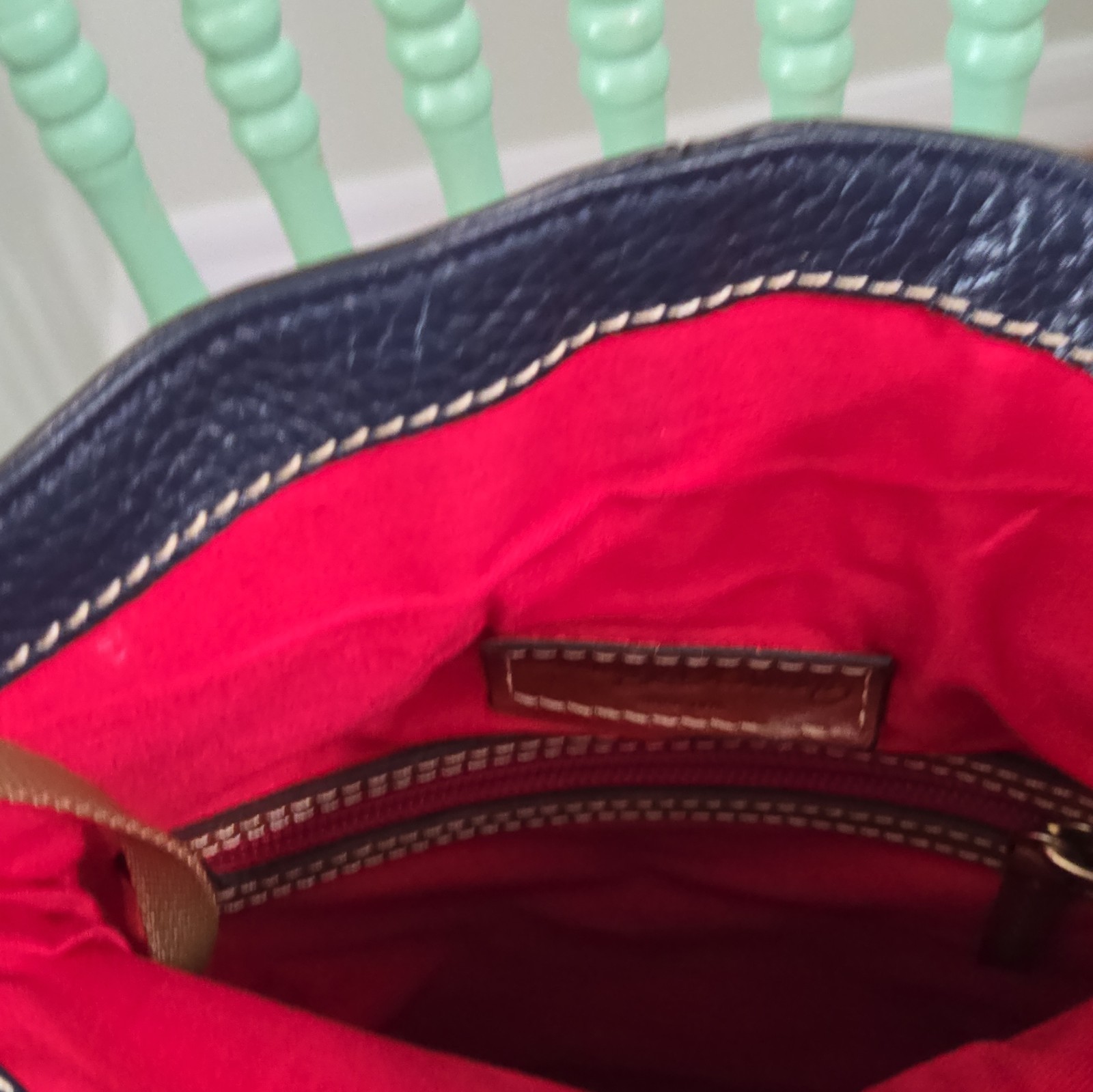 Dooney & Bourke Blue Pebbled Crossbody Drawstring, Outer Pockets, Dust Bag