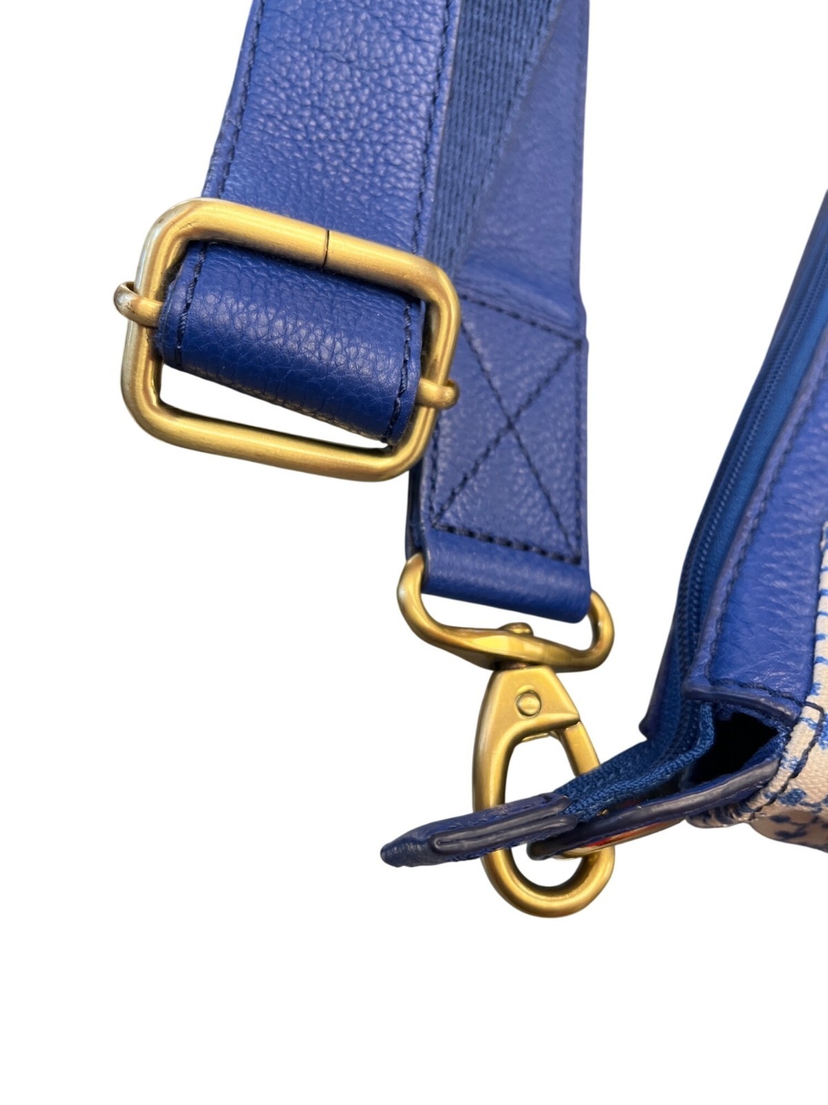 Fossil VTG wms bllue gold leather blended messenger crossbody bag SKU 10-049