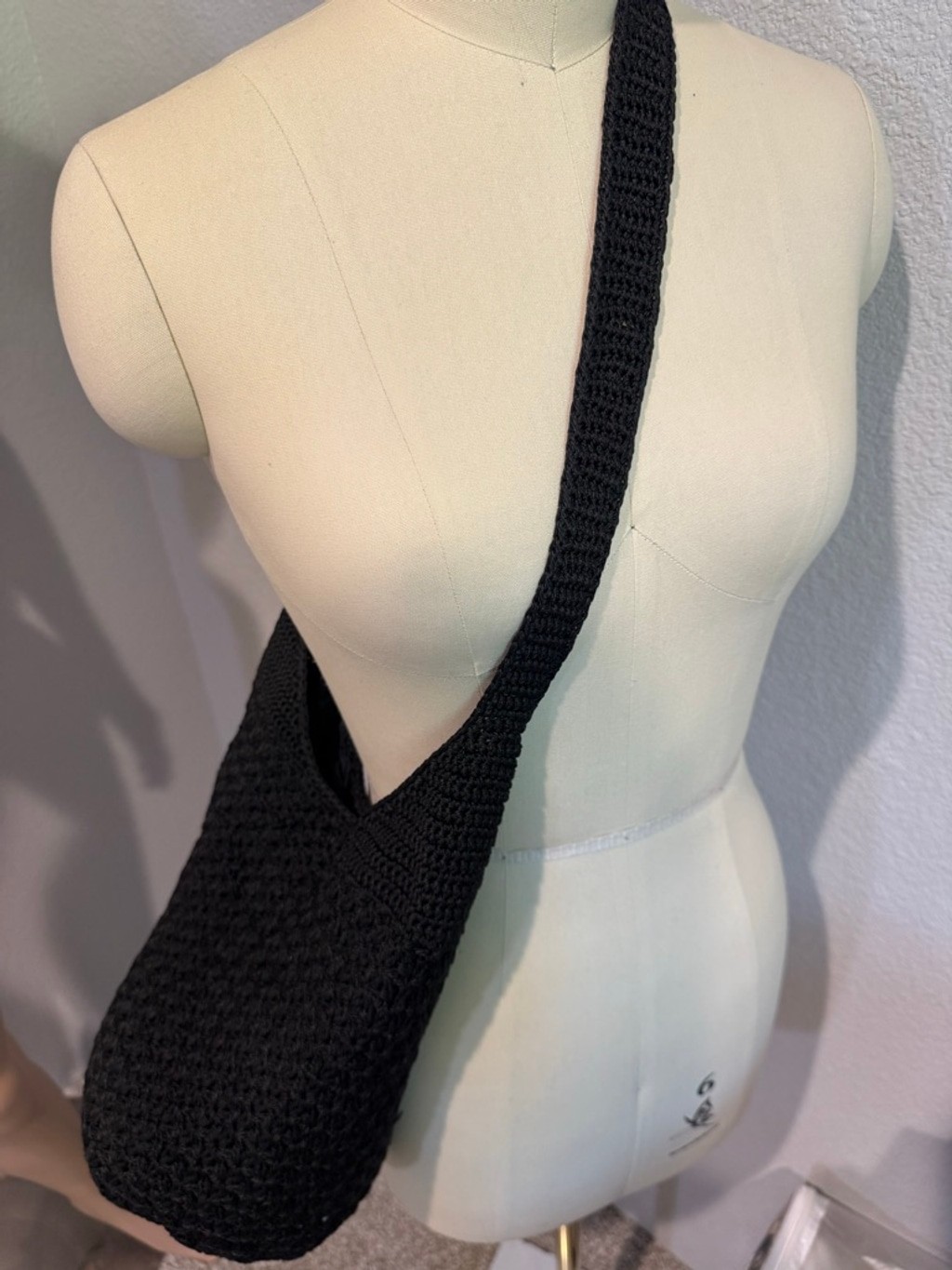 Women’s Unbranded Black Crocheted Shoulder Bag One Size