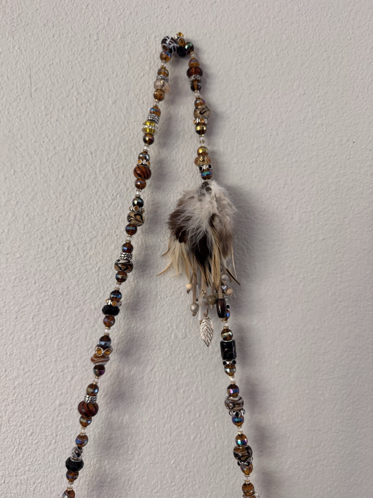 Handmade Boho Fringe Crossbody Purse Beaded Strap Faux Fur Feather Festival Bag