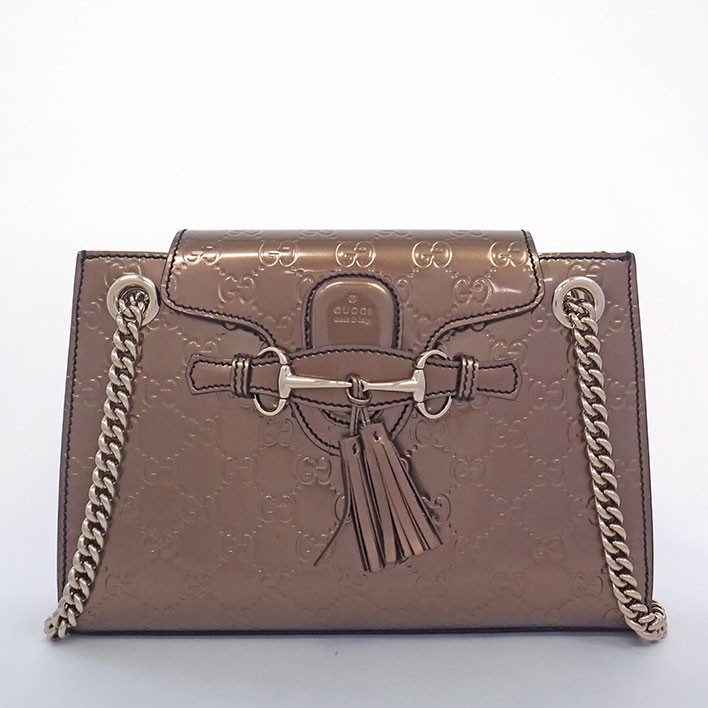 【Gucci】 Emily Mini Shima Leather Chain Shoulder Bag Women Rank A 【Shoulder Bag】