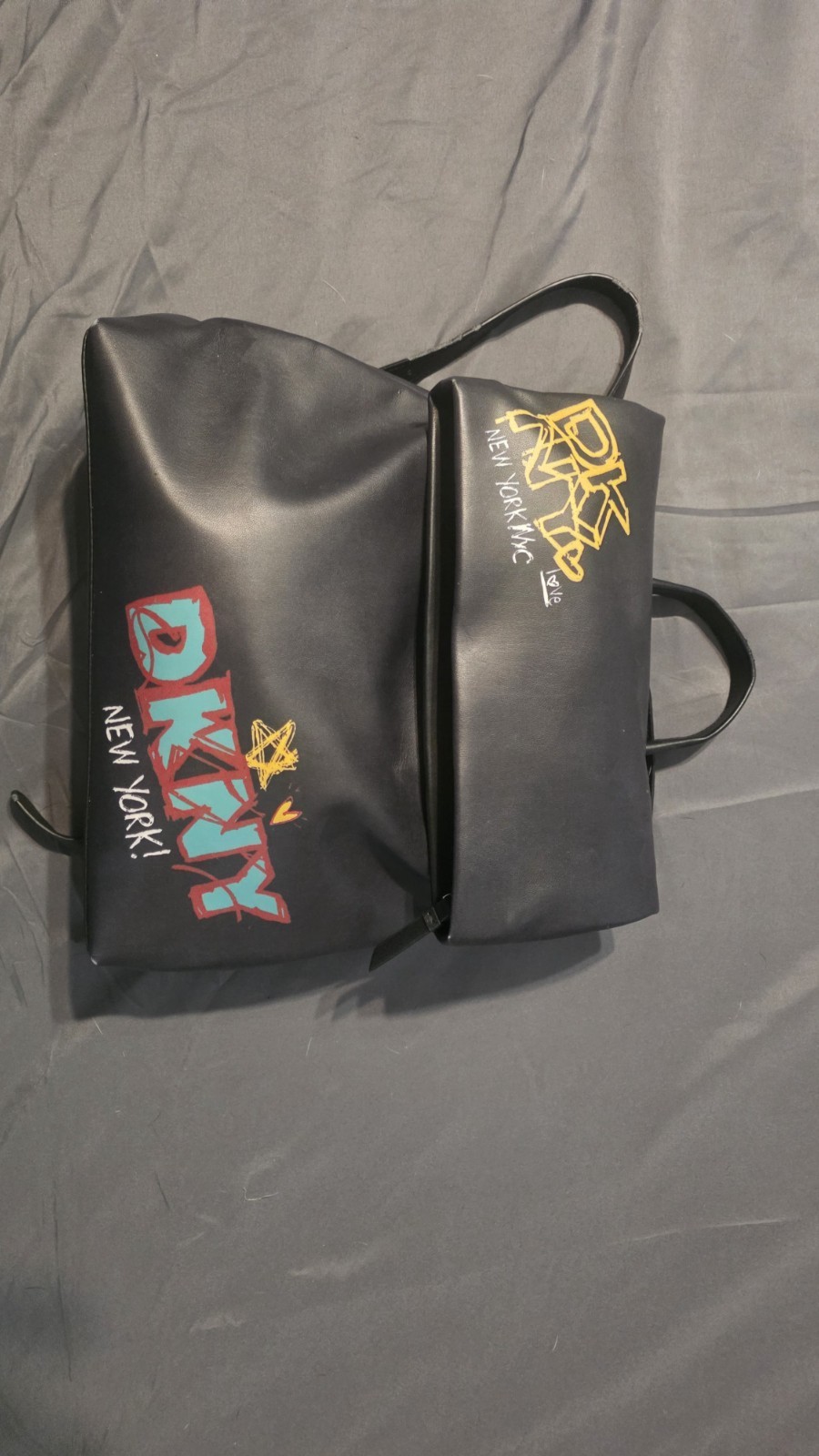 Dkny Tilly Graffiti Fold Over Backpack Tote Purse MSRP $168