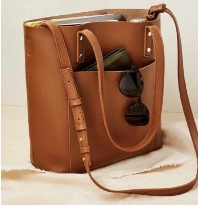 Henny Lev Women’s Tote Handbag Vegan Leather, Brown Henny + Lev