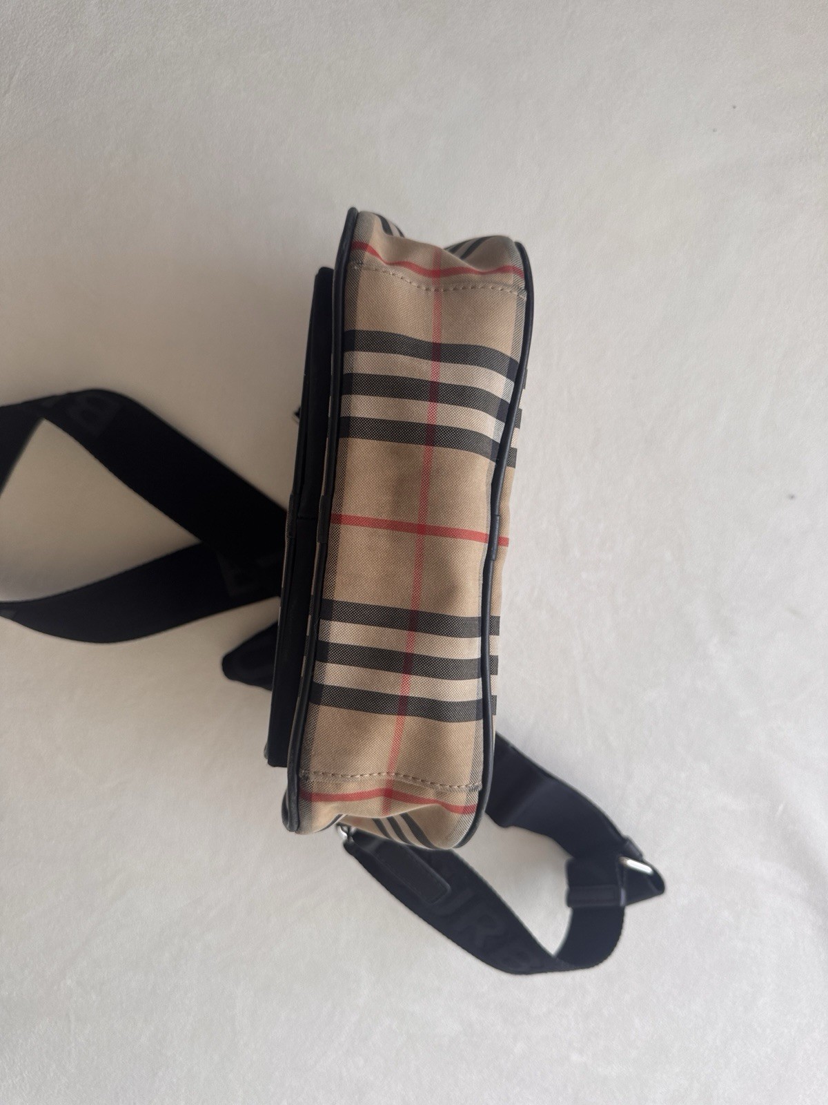Burberry Beige Vintage Check Messenger Bag Canvas Leather Shoulder Bag