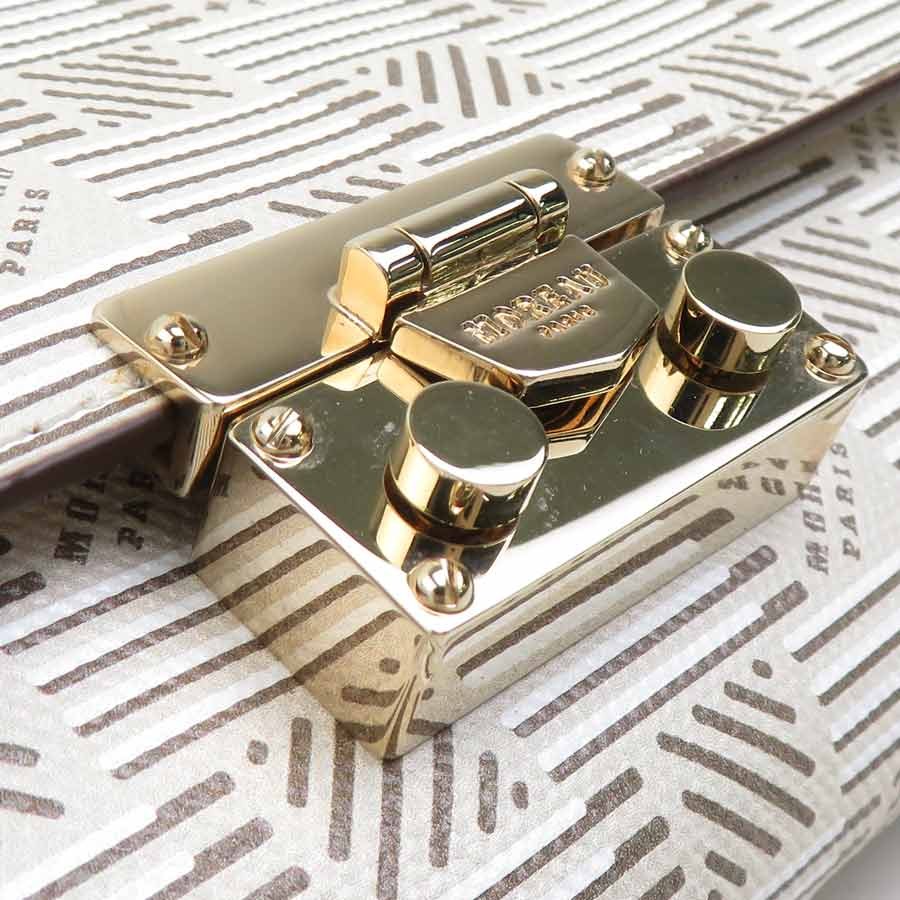 Auth MOREAU PARIS Chain Wallet Bag Beige Leather – r11291a