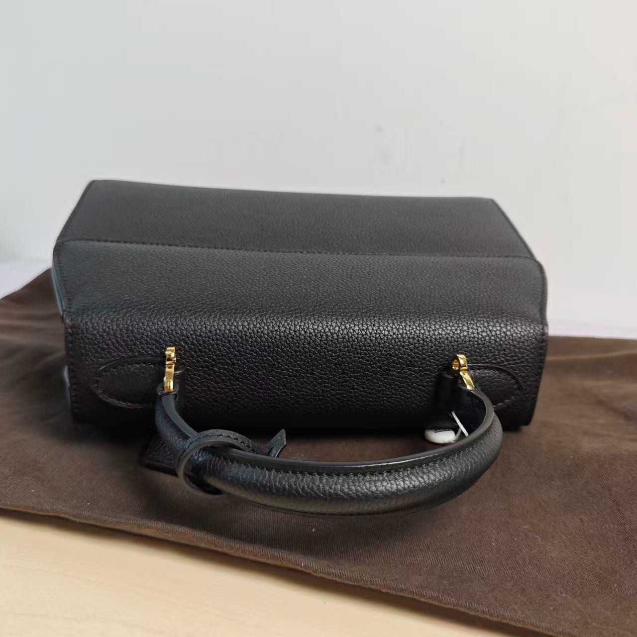 Moynat Rejane Black Leather Top Handle Shoulder Crossbody Bag Classic