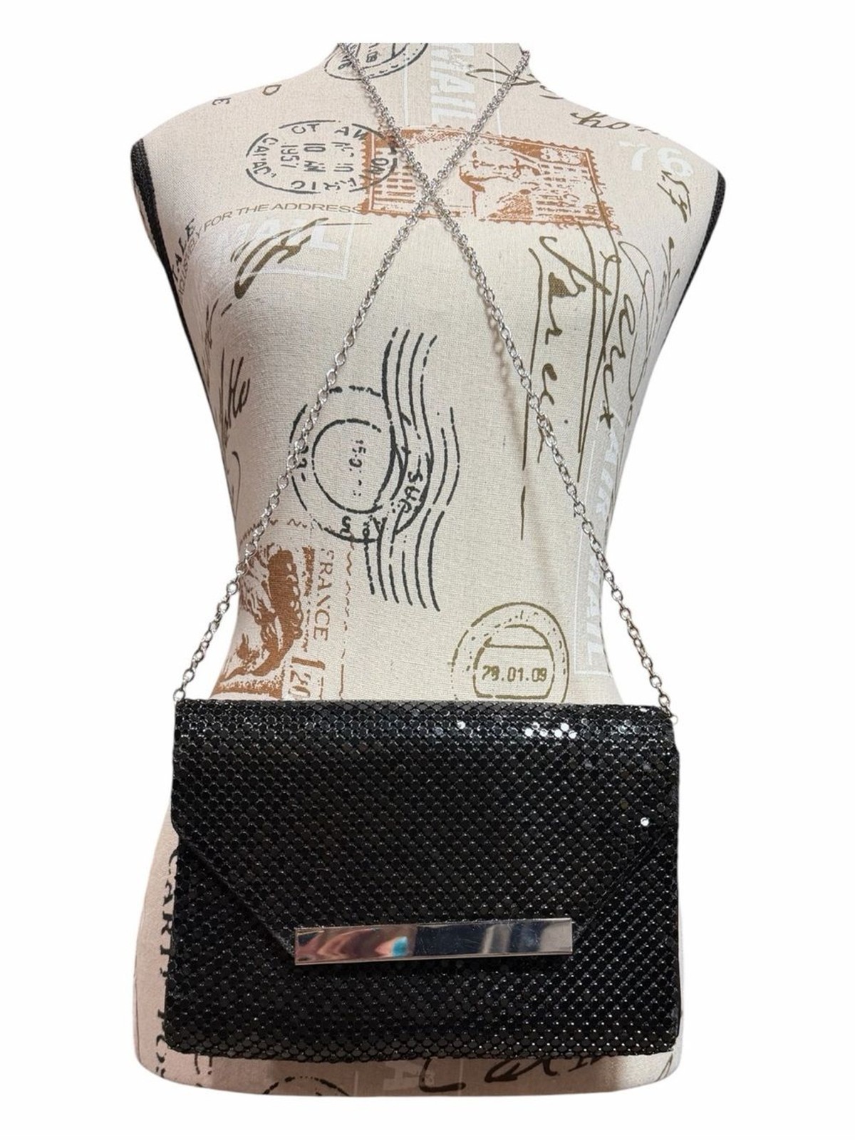 Aldo Black Sequin Chain Shoulder Clutch