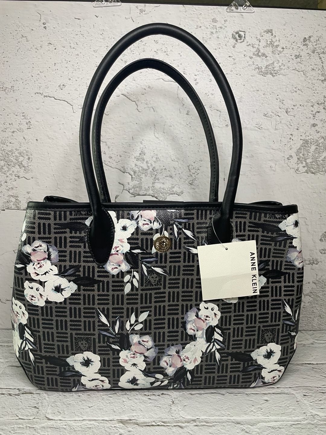 Anne Klein Floral Print Monogrammed Open Tote Bag