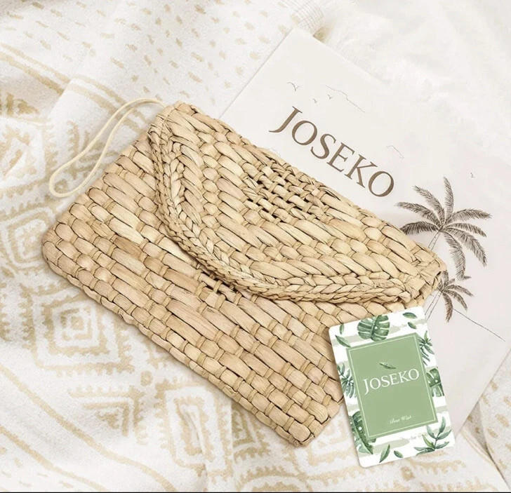 Bolso Clutch de Paja para Mujer JOSEKO – Cartera Sobre de Verano para Playa