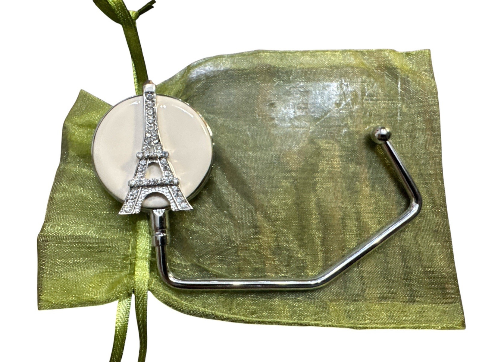SPRING STREET EIFFEL TOWER PURSE HOOK FOLDING HANDBAG HANGER RHINESTONE