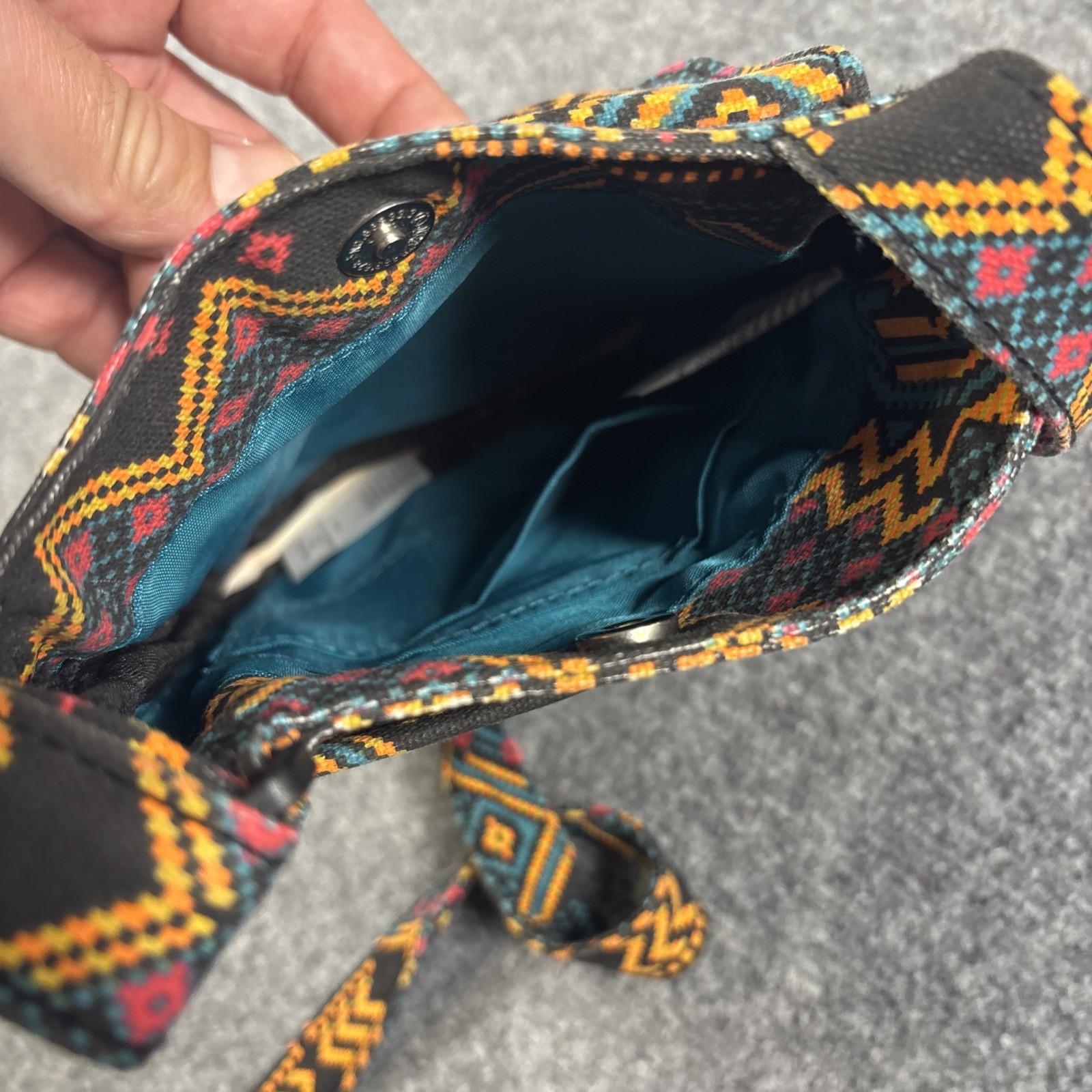 Kavu Mini Keeper Purse Crossbody Bag Hook & Loop & Snap Phone Pocket Aztec