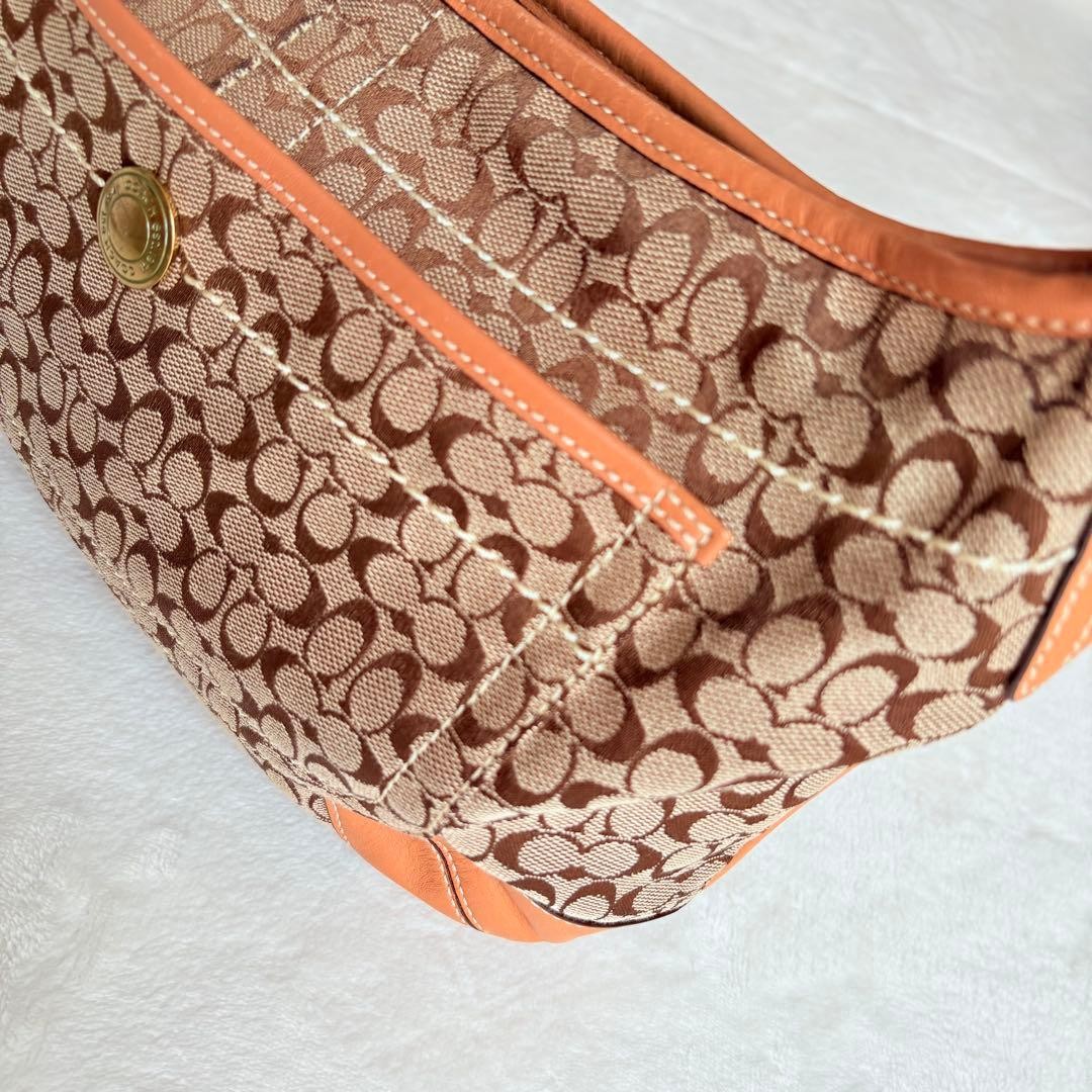 COACH One Shoulder Bag Canvas Brown Vintage Authentic From Japan #3762