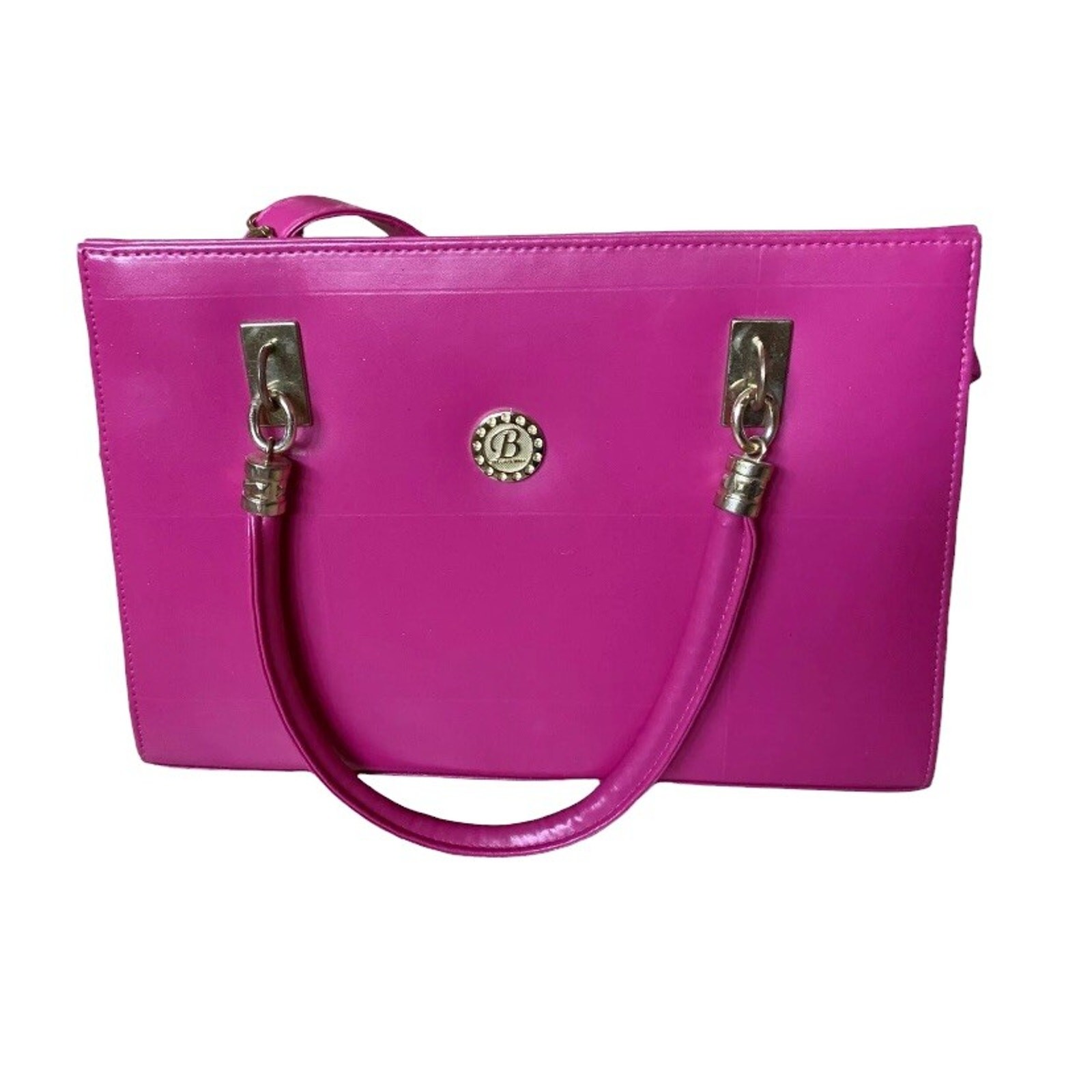 Belladonna Pink Faux Leather Shoulder Bag Purse Top Handel Zip Medium