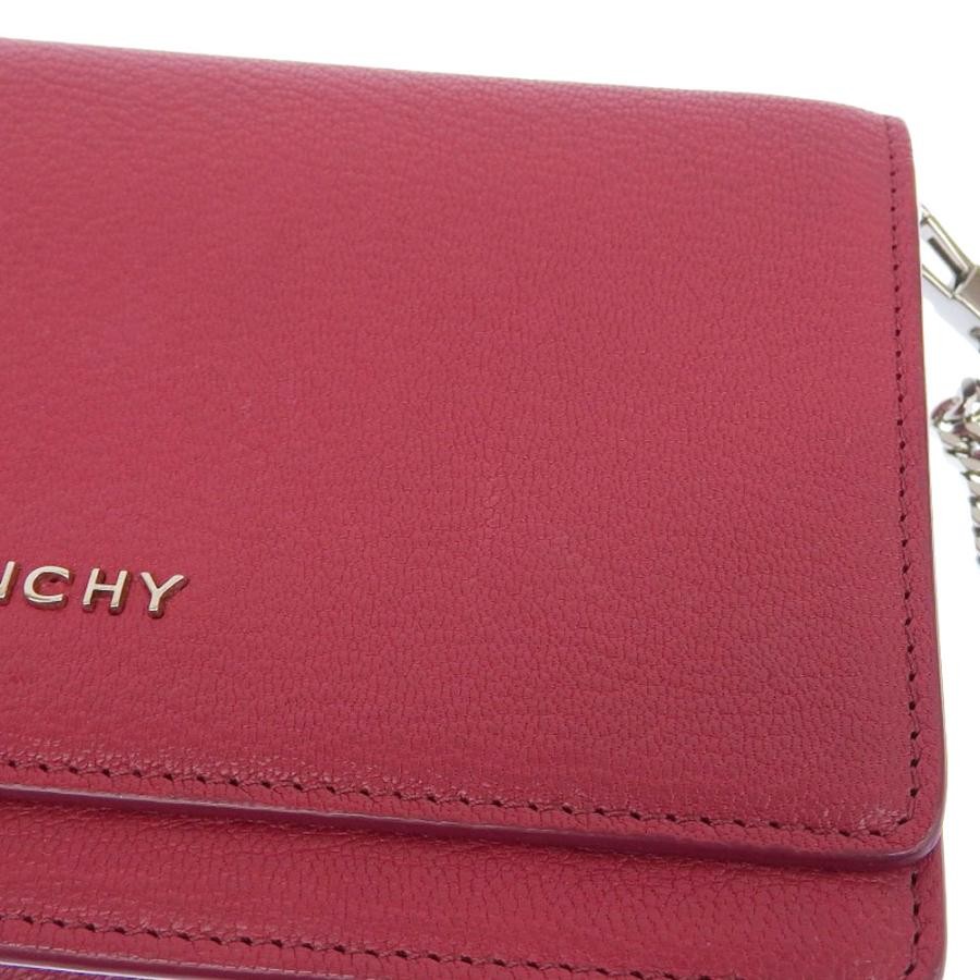 GIVENCHY Bag: Chain Wallet Wine Red W18.5H11.5D4cm w/box;