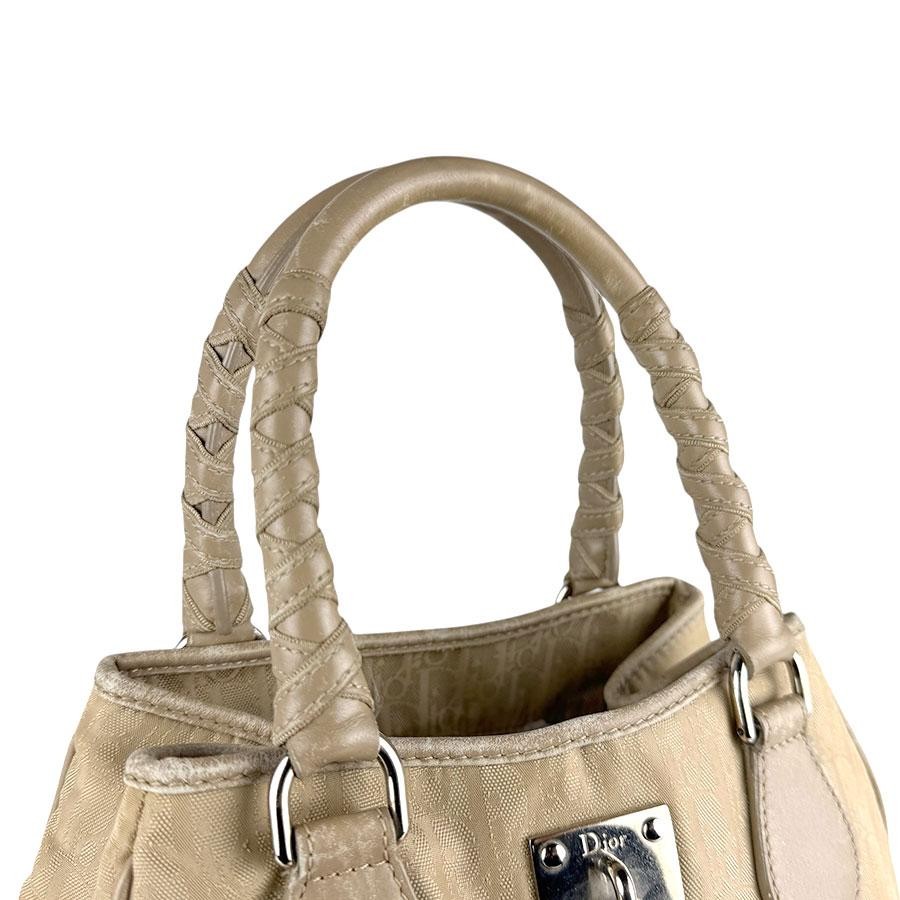 CHRISTIAN DIOR Bag: Nylon Canvas Beige W27H20D11cm w/o accessories;