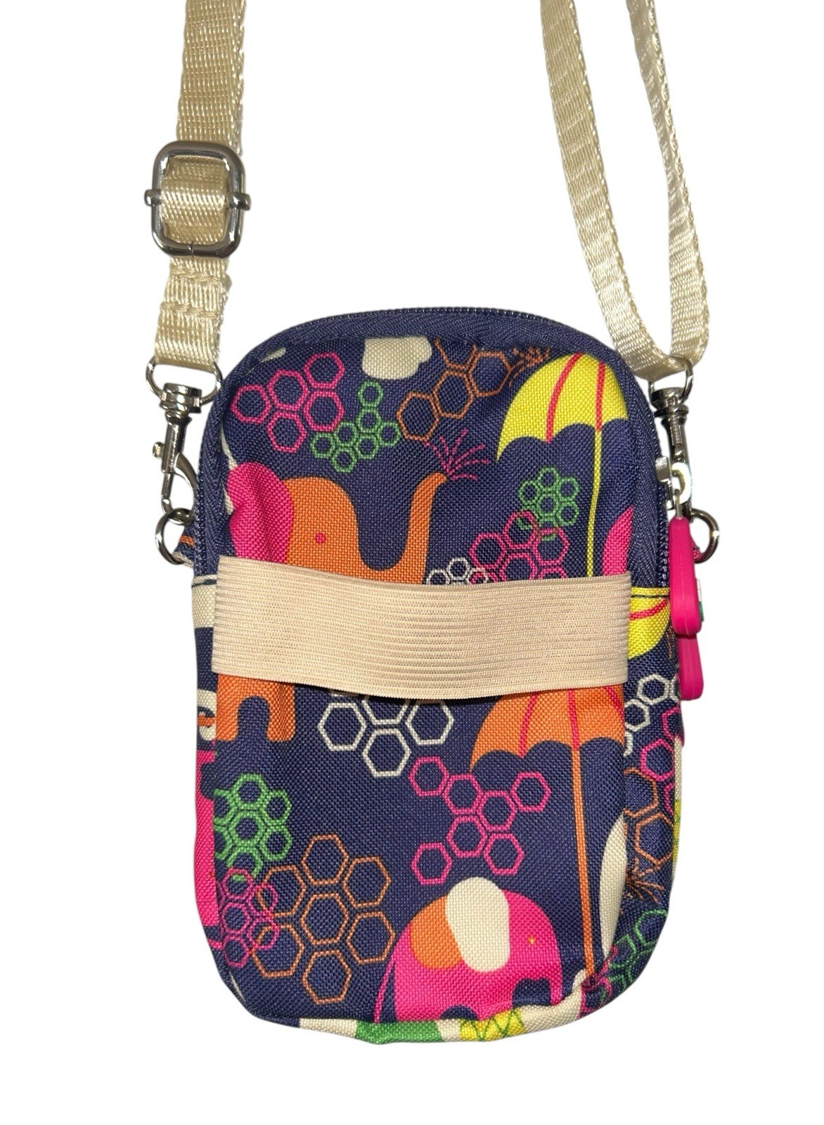 Lily Bloom Mini Crossbody Bag Purse Elephant Rain Bella 3 Zips & Adjst. Strap